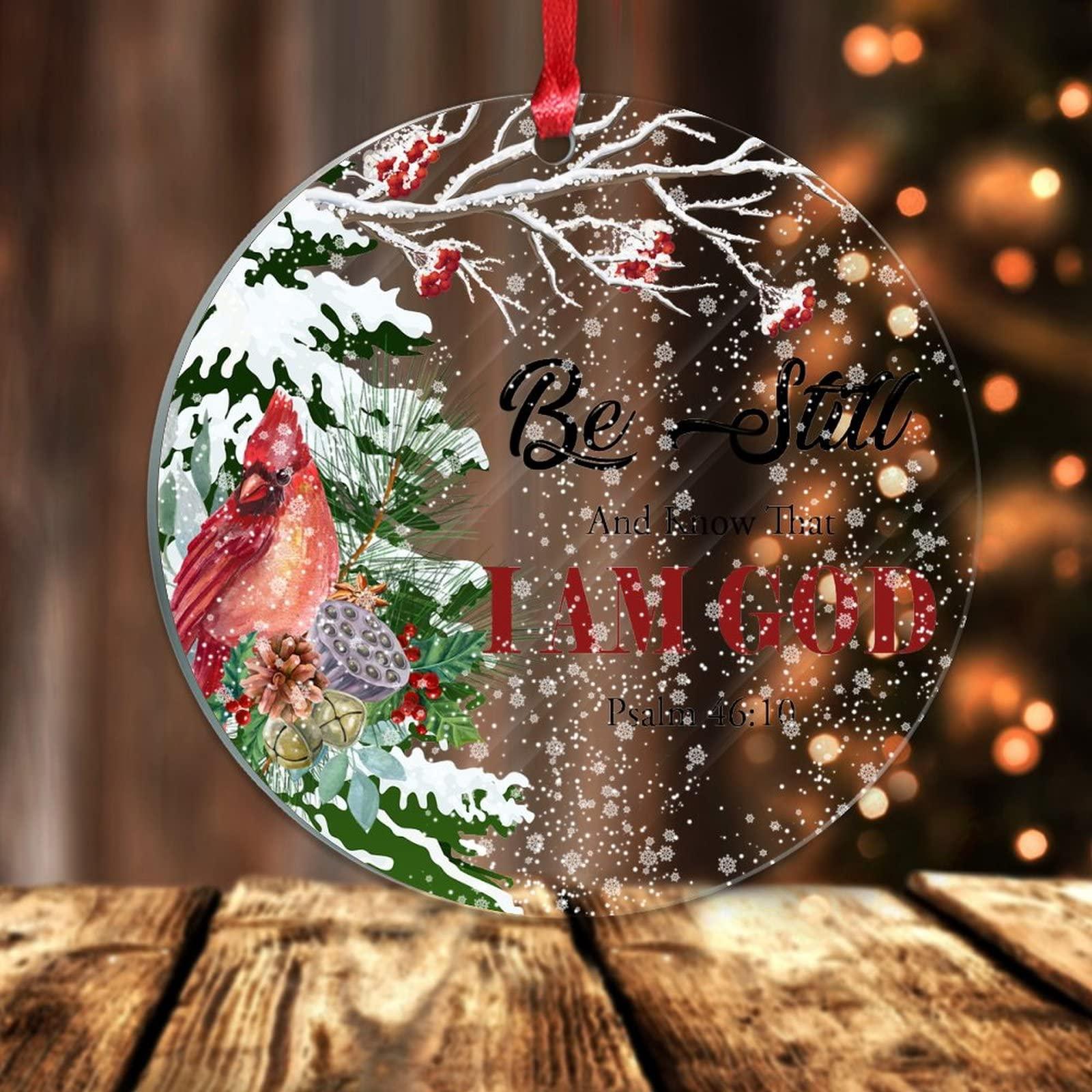 Generic Be Still and Know That I Am God Cardinals Acrylic Keepsakes Red Cardinals Bird Ceramic Ornament Xmas Tree Ornament Keepsake New Years 2023 Decorations Gifts First 2022