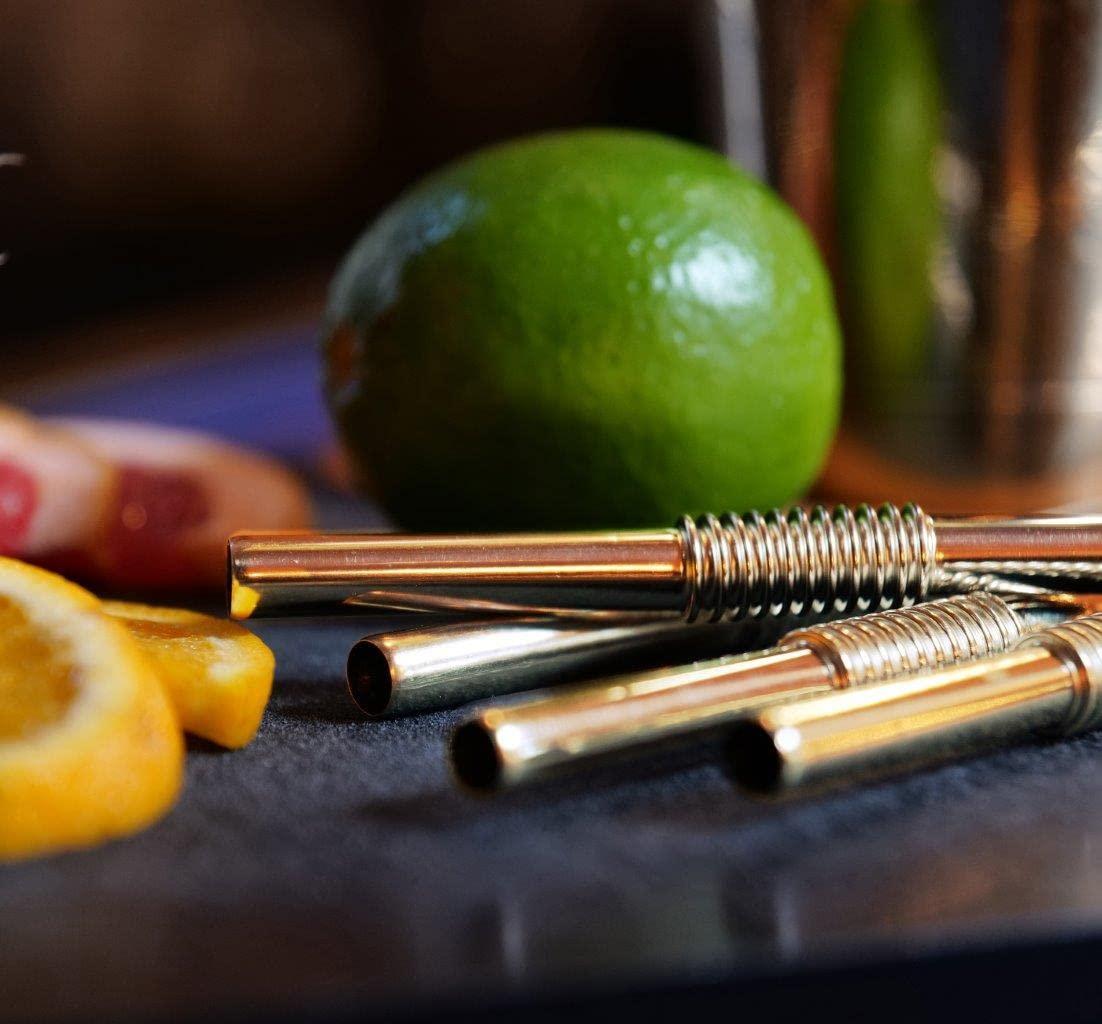 Nuts Bendable Straw | The Only Flexible Stainless Steel Straw | Patented & Hygienic Certified | Metal Straw | Reusable | Drinking Straws | 4 pcs Set + Straw Brush Cleaner (golden)