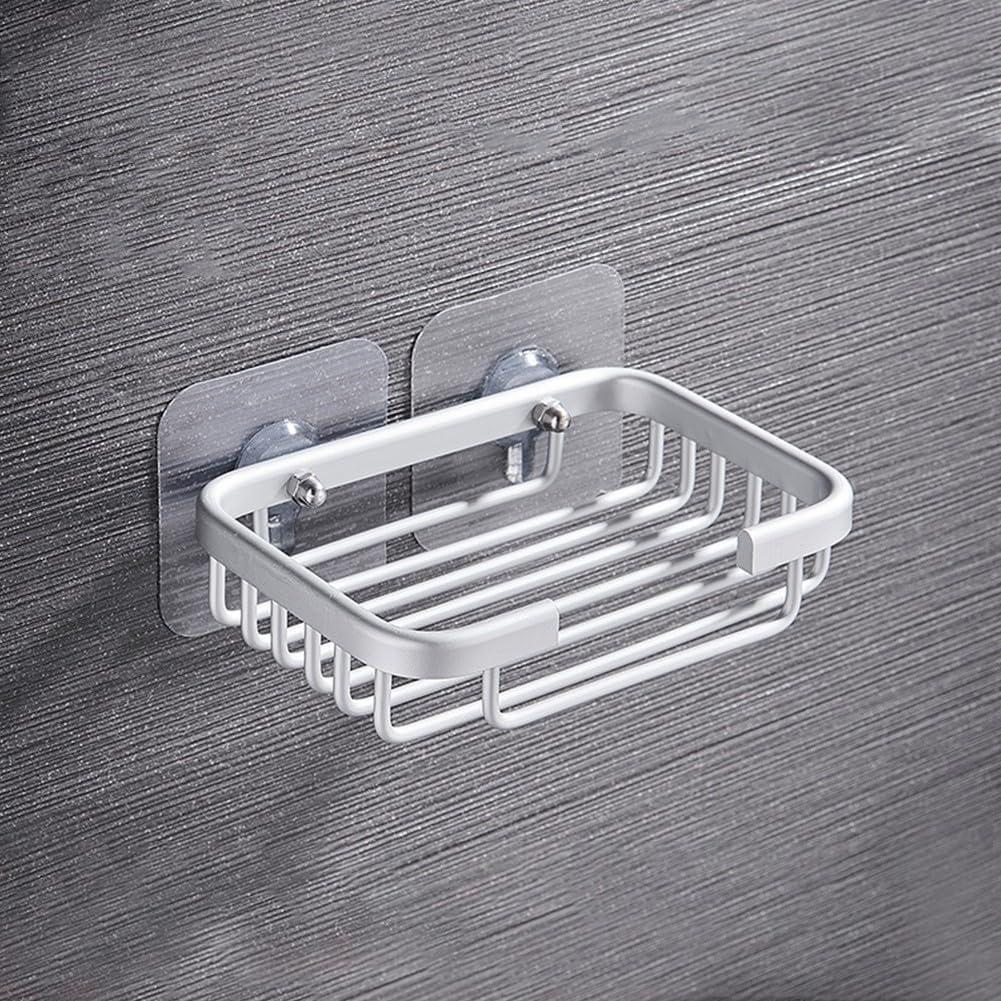 Ameurey Ameurey Soap Dish Holder for Shower Wall, Metal Strong Suction Soap Dish Holder, Wall Mounted Self Adhesive Soap Rack, Bathroom Shower Bath Net Drain Case Tray (Silver)