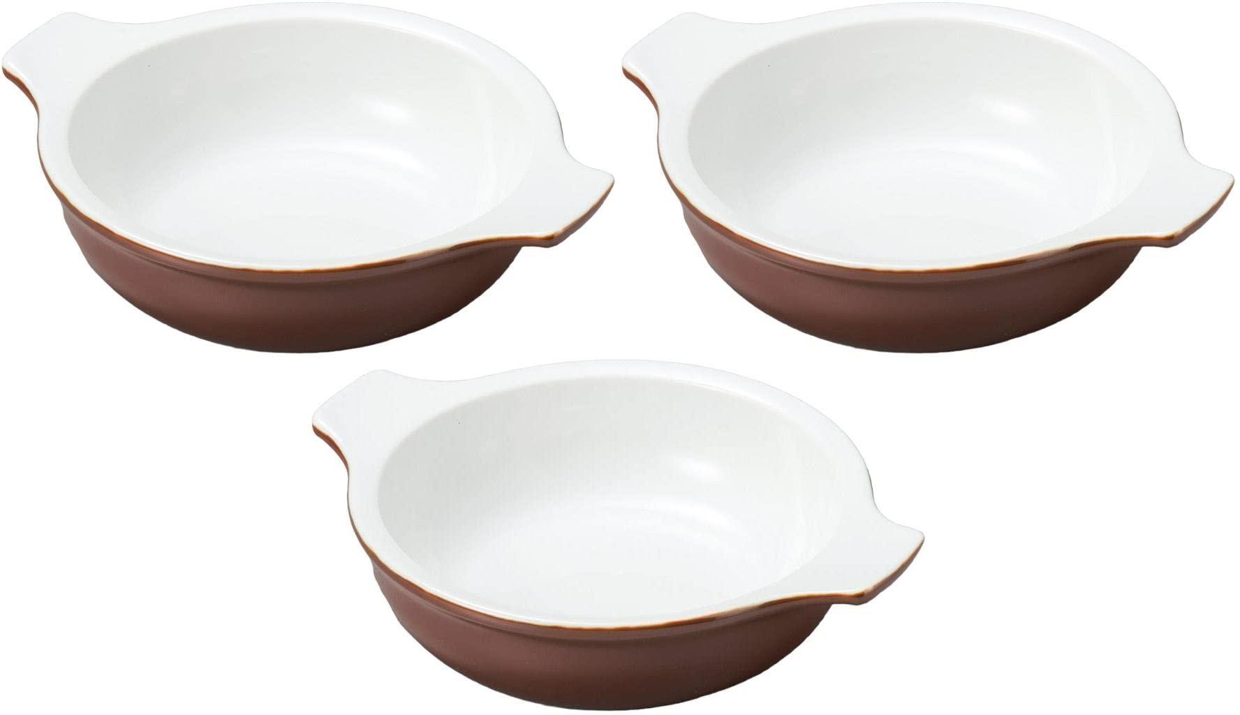 (Setomonohonpo) Set of 3, 7 gratin (brown) (C) (M) [7.2 x 6.0 x 1.9 inches (18.4 x 15.3 x 4.9 cm)] [Gratin dish]