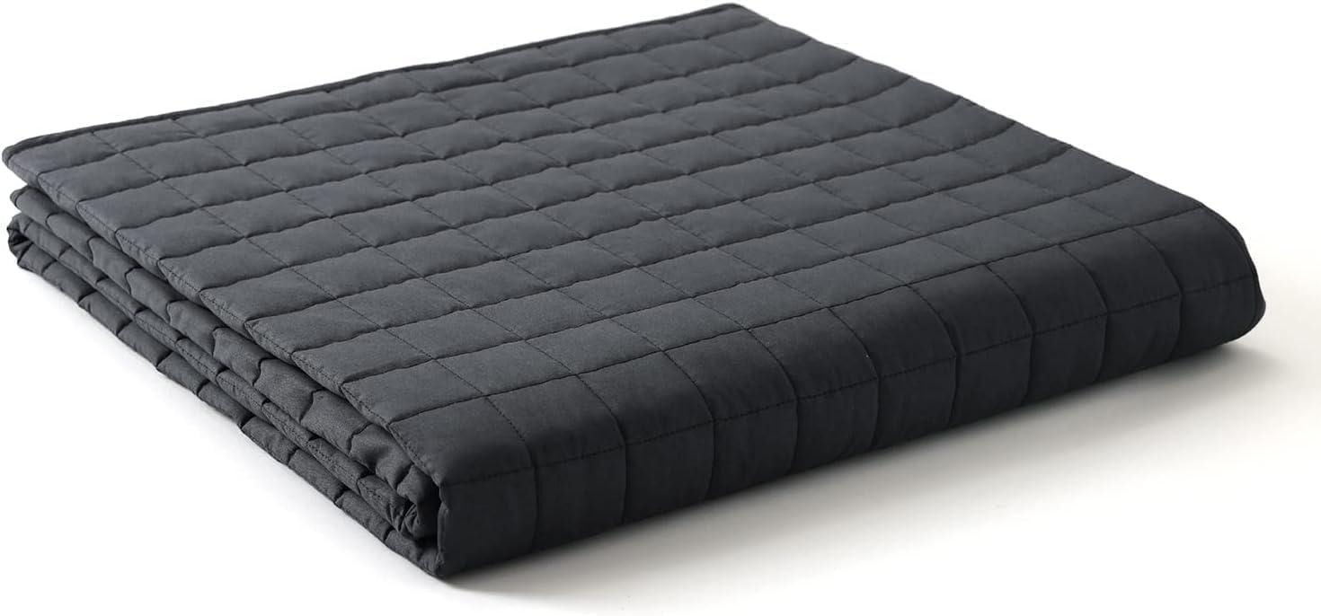 YnM YnM Exclusive Weighted Blanket, Soothing Cotton, Smallest Compartments with Glass Beads, Bed Blanket for One Person of 90lbs, Ideal for Twin Bed (41x60 Inches, 10 Pounds, Dark Grey)