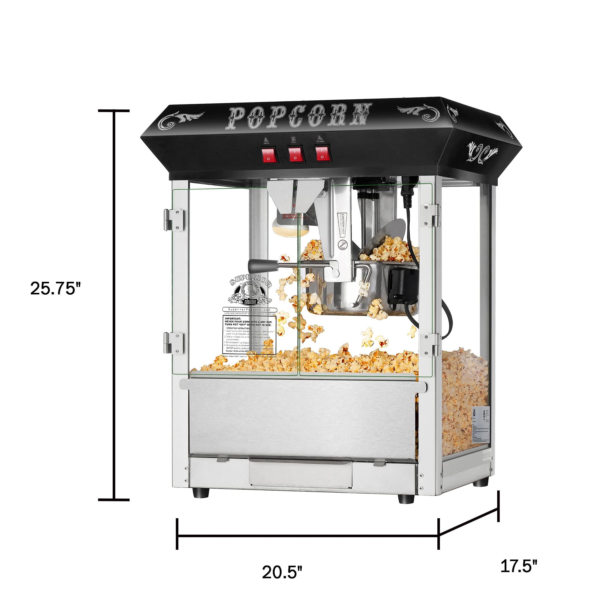 Great Northern Popcorn Superior Popcorn Hot and Fresh Popcorn Machine - Black, 8 Ounces
