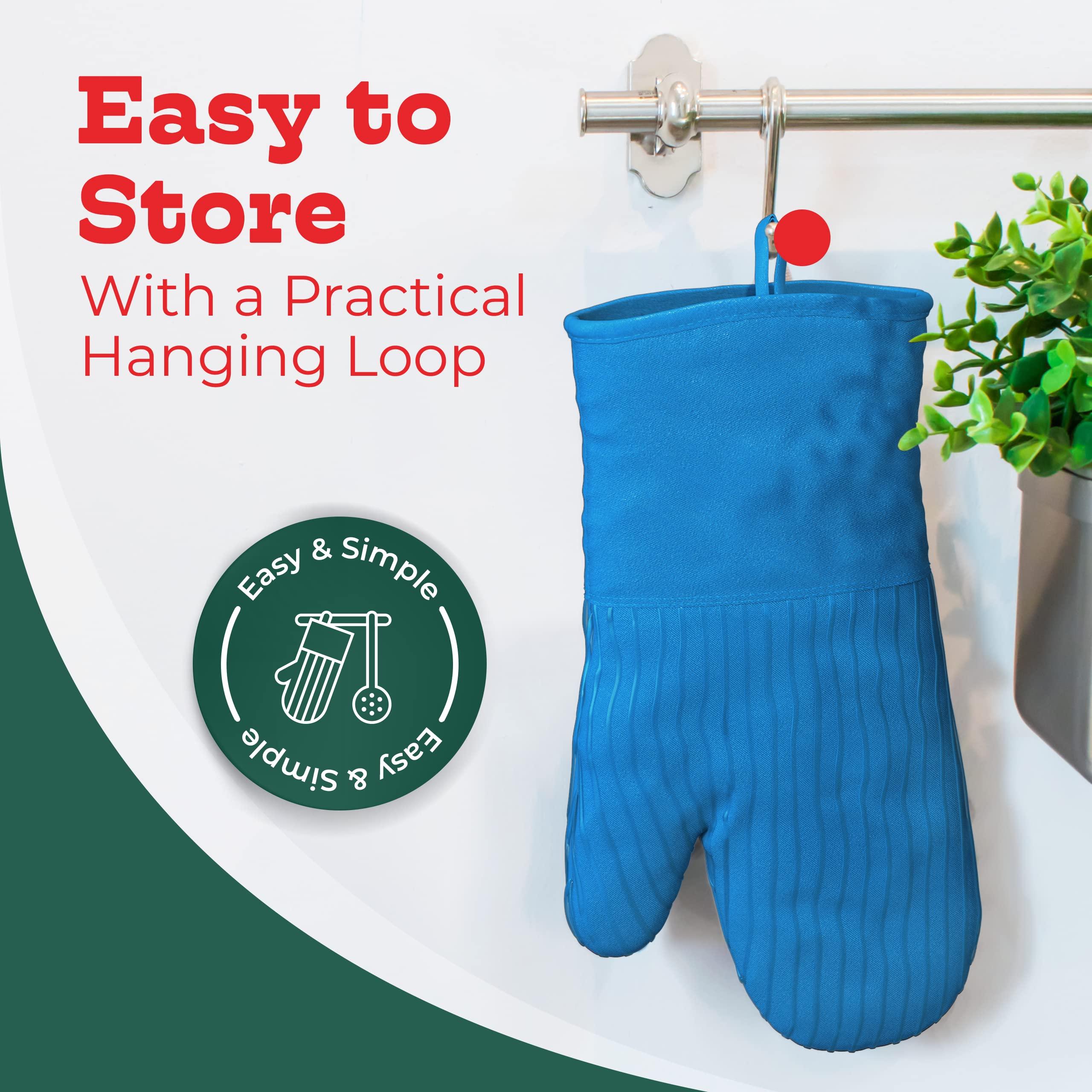 Big Red House Heat-Resistant Oven Mitts - Set of 2 Silicone Kitchen Oven Mitt Gloves, Turquoise