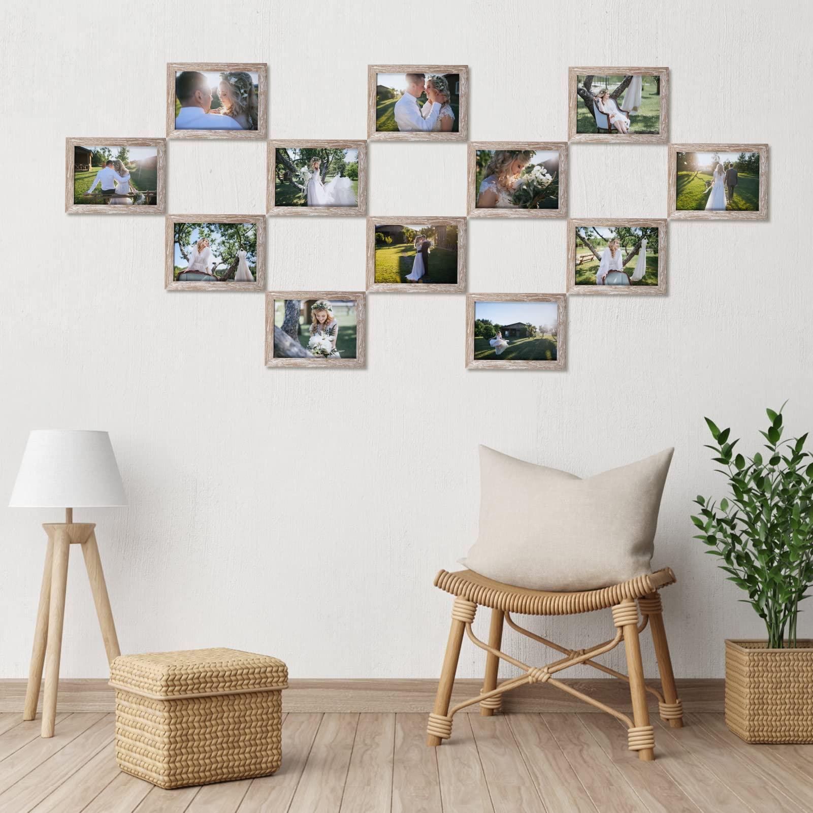 EXYGLO EXYGLO Rustic 7x5 Photo Frames Set of 12, Multiple Picture Frames 5x7 with PS Surface, 5x7 Photo Frame for Wall & Tabletop Display