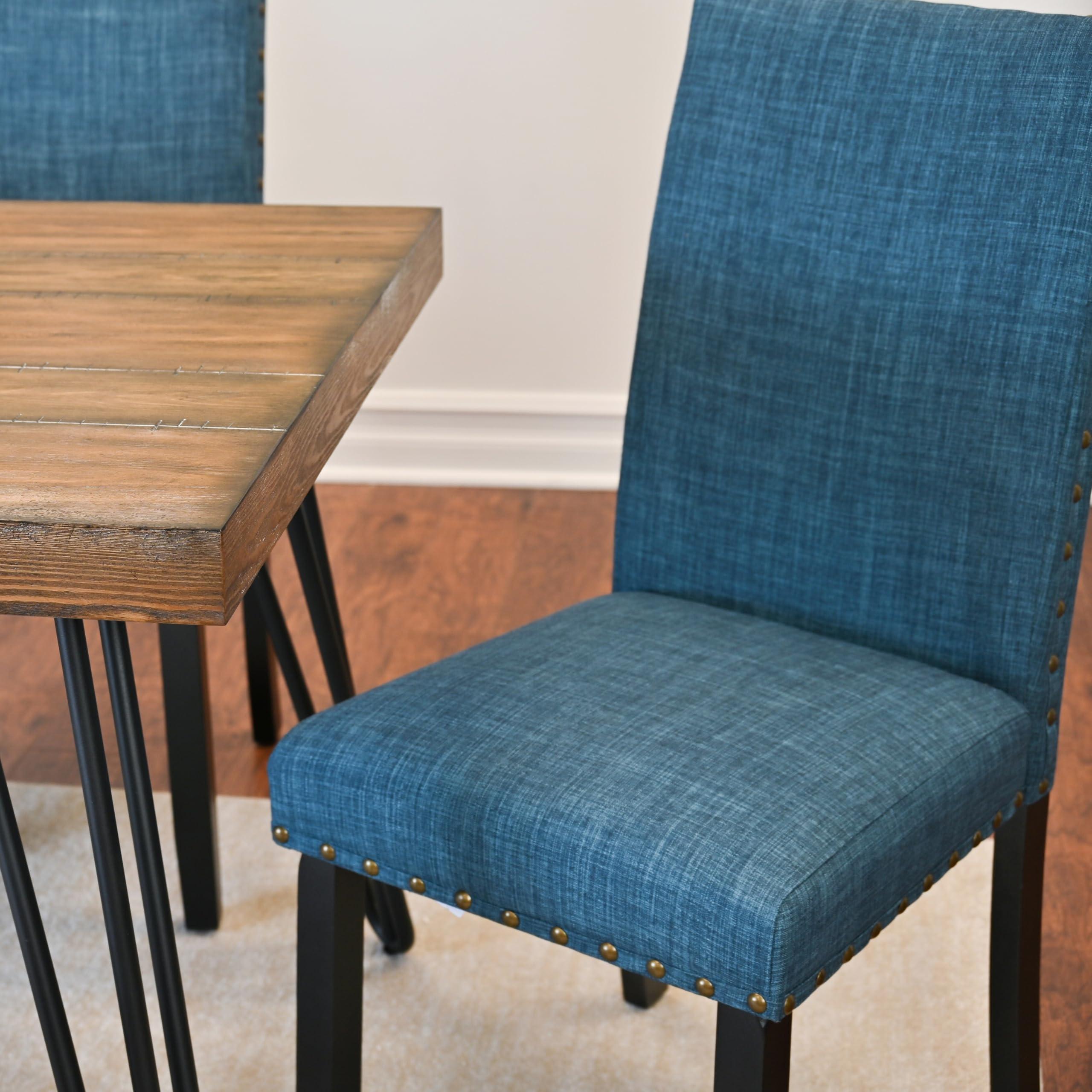 Roundhill Furniture Roundhill Furniture Amisos 5-Piece Dining Set, Hairpin Dining Table with 4 Chairs Blue