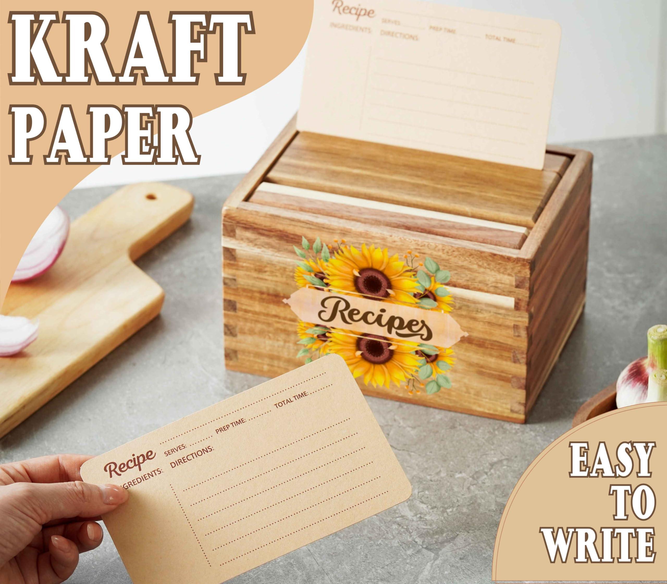 InnoBeta InnoBeta Sunflower Gifts Recipe Box, Recipe Card Holder Box with 50 4x6 inch Recipe Cards, 10 Dividers, Recipe Organizer for Sunflower Lovers