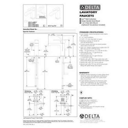 DELTA FAUCET Delta Faucet Ara Single Hole Bathroom Faucet, Single Handle Bathroom Faucet Chrome, Bathroom Sink Faucet, Chrome 567LF-LPU