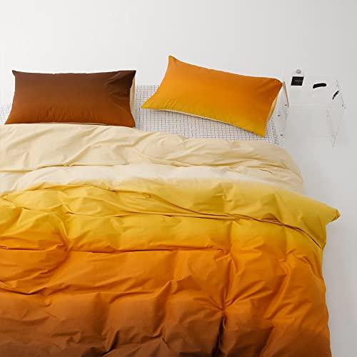 Pureant Pureant Orange Yellow Gradient Comforter Sets Queen Solid Yellow and Orange Bedding Comforters Cotton Women Girls Modern Orange Brown Gradient Soft Quilts Farmhouse Abstract Art Orange Blanket Warm