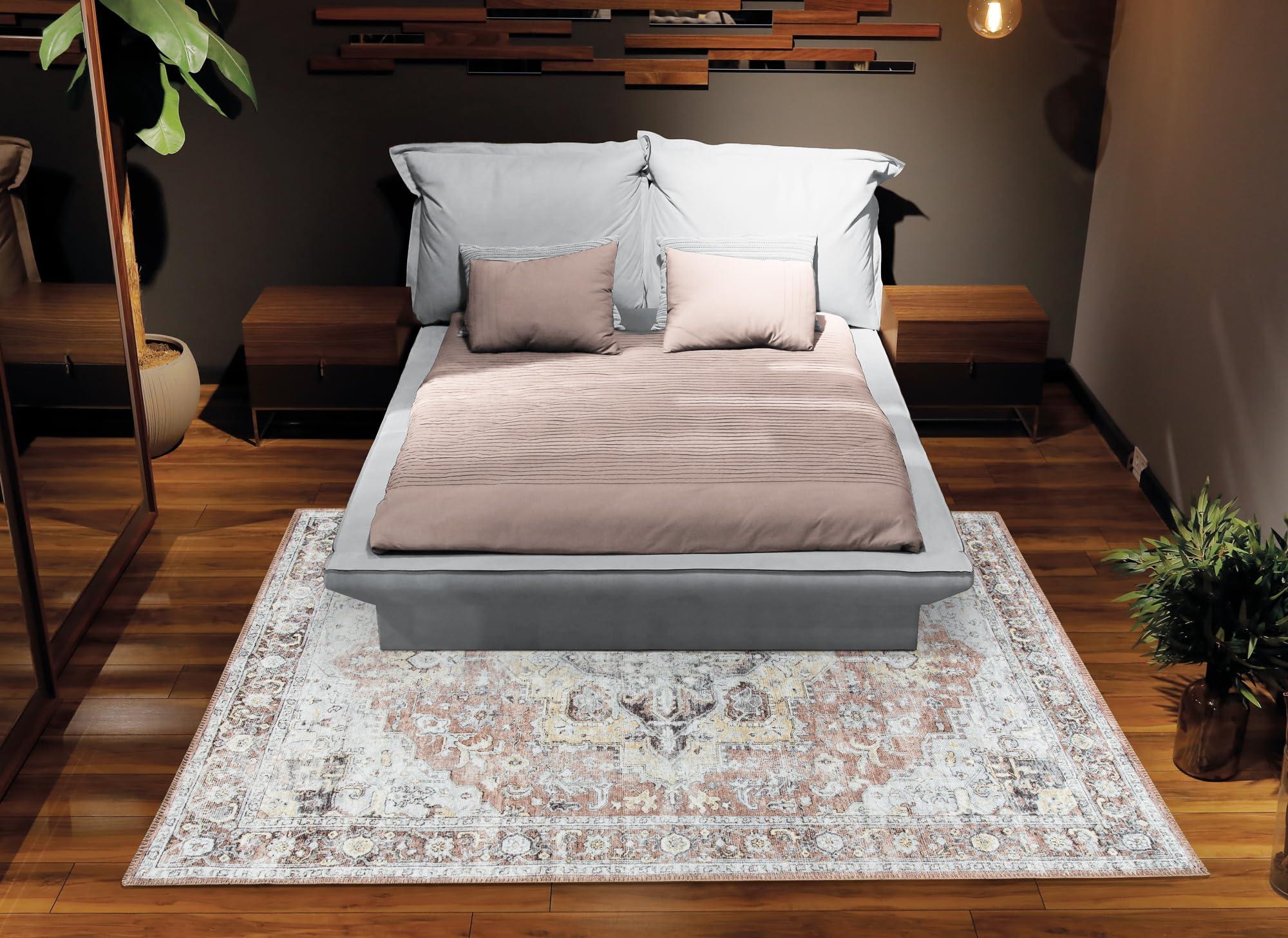 Bloom Rugs Bloom Rugs Washable Non-Slip 6' x 9' Rug - Blush/Beige Traditional Medallion Area Rug for Living Room, Bedroom, Dining Room, and Kitchen - Exact Size: 6' x 9'