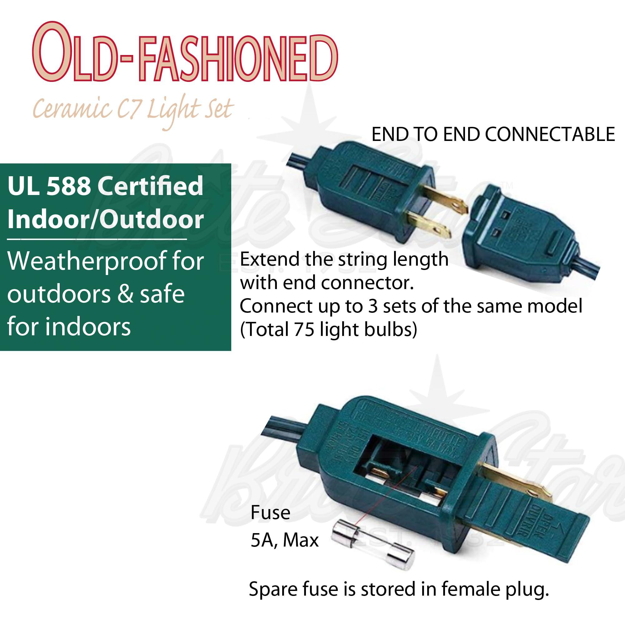 Brite Star Brite Star Vintage Christmas String Lights Multi C7 25 Feet - Old-Fashioned Bulbs Perfect for Christmas - Patriotic Decorations, Indoor and Outdoor Use.