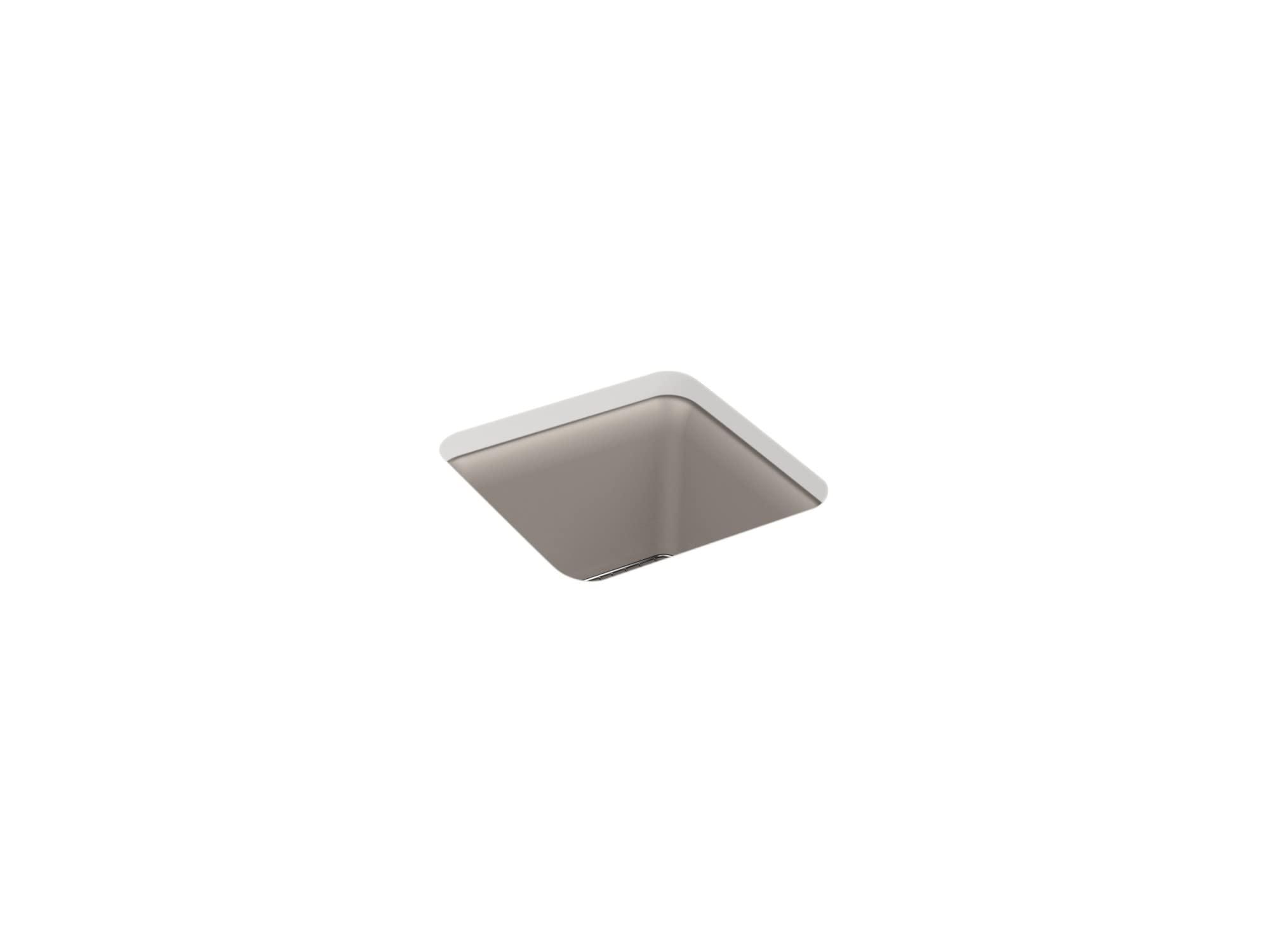 Kohler KOHLER K-8223-CM3 Cairn 15.5\" Neoroc Composite Undermount Single-Bowl Bar Sink, Composite Bar Sink with Sink Rack, Matte Taupe