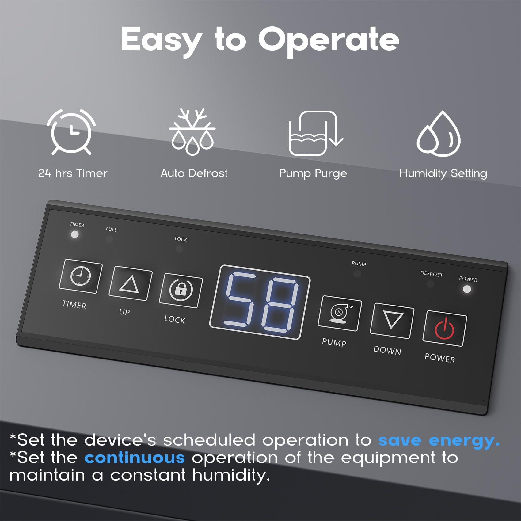 ANDTE ANDTE 190 Pints Commercial Dehumidifier with PumpDrain HoseIndustrial Dehumidifiers,Built-In Pumpfor Basement, Crawl Space, and Job Sites