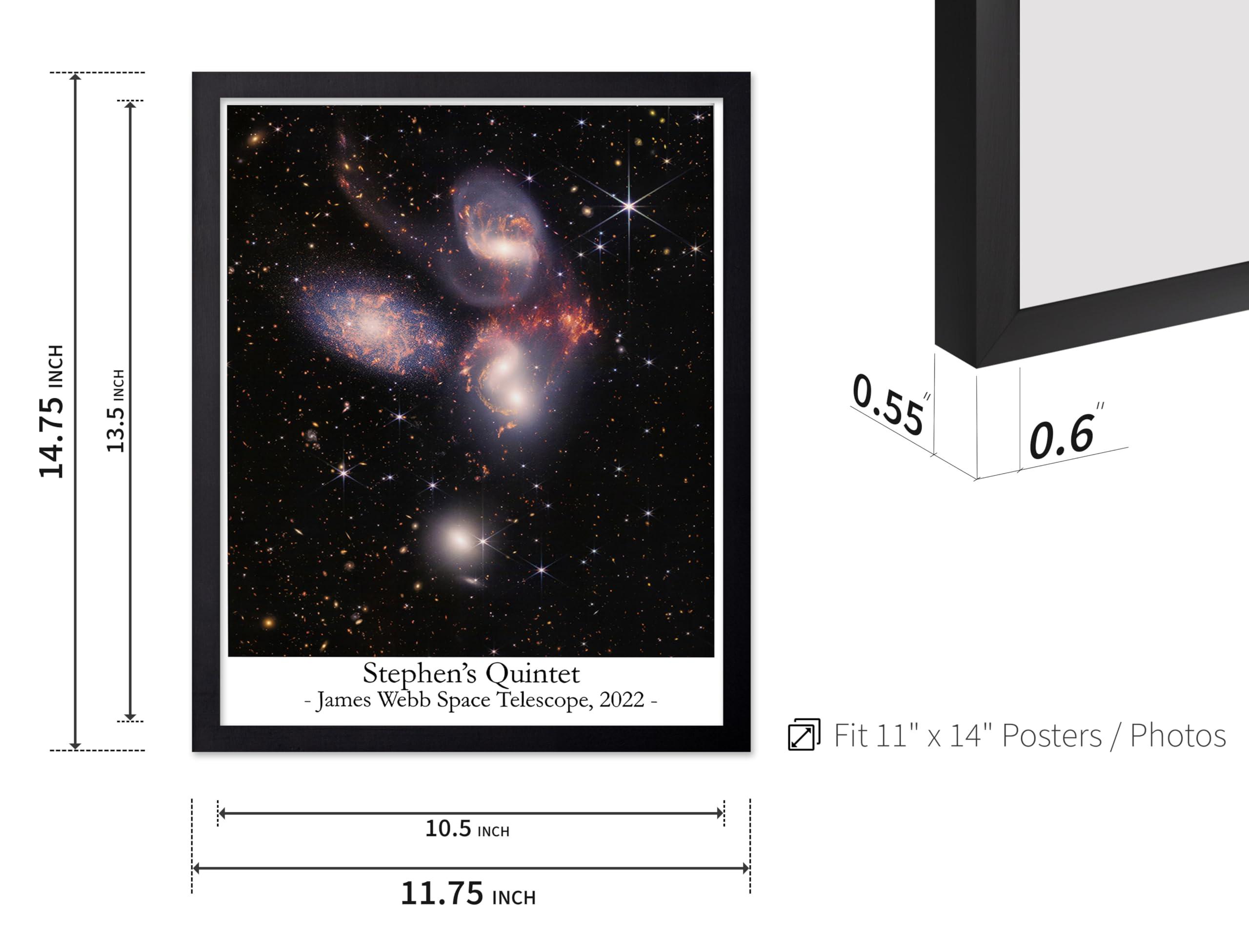 Poster Master Poster Master Stephen\'s Quintet Poster - James Webb Space Telescope Print - Space & NASA Art - Gift for Astronomers, Outer Space Enthusiasts - Decor for Home, Office, Bedroom, 11x14 Black Framed