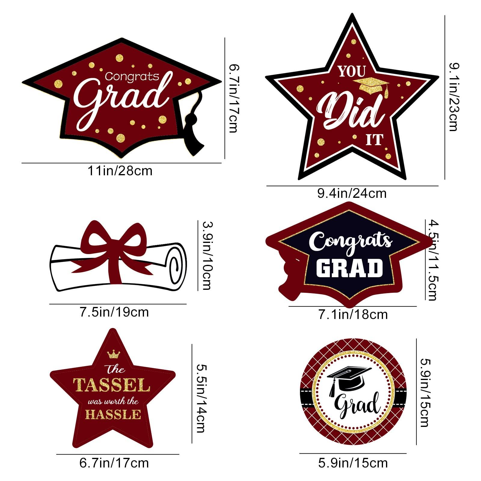 party greeting Maroon and Gold Graduation Decorations Set of 24 Class of 2025 Table Decor Congrats Grad Party Centerpiece Sticks Table Toppers Graduation Party Supplies