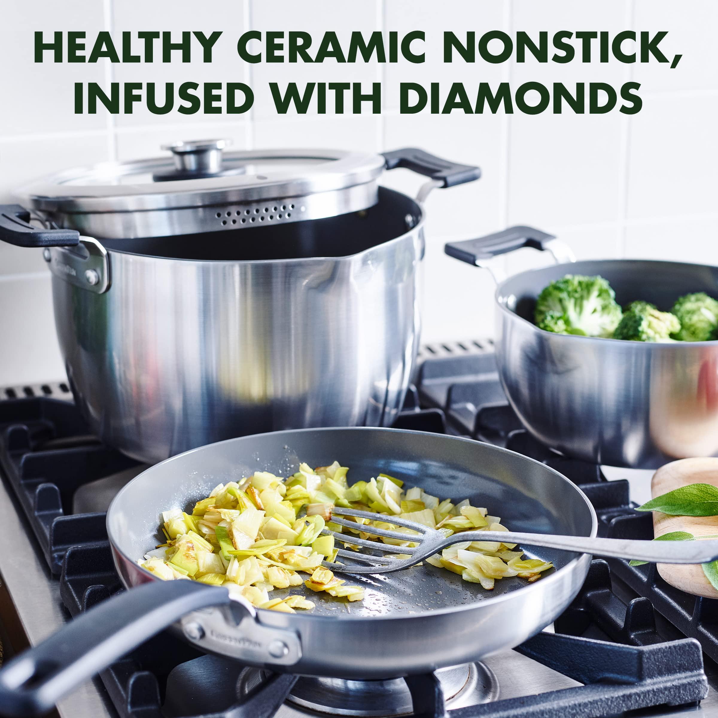 GreenPan GreenPan Levels Stackable Hard Anodized Healthy Ceramic Nonstick, 6 Piece Pots and Pans Cookware Set PFAS-Free, Dishwasher Safe, Black