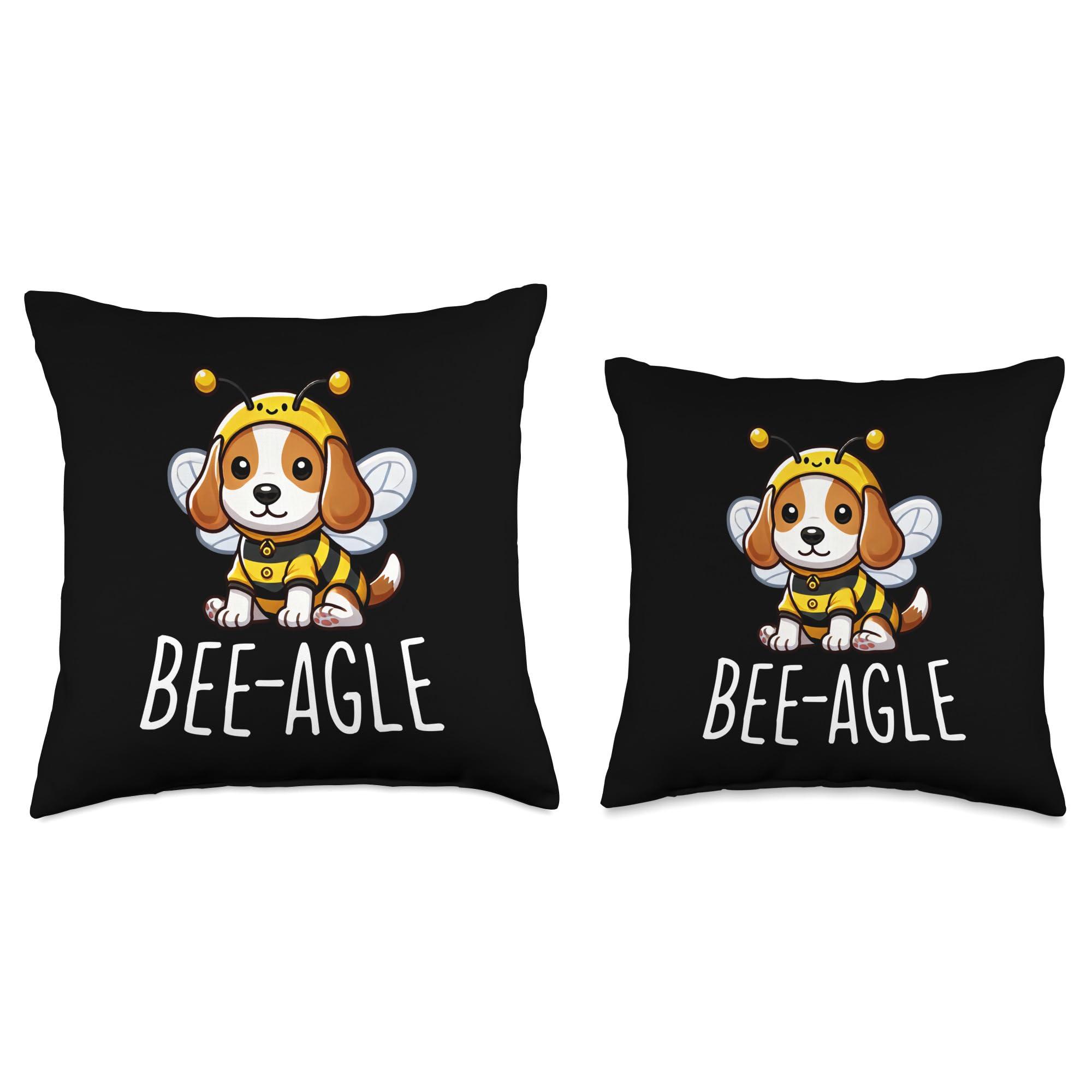 Bee Beagle byAxisone Funny Beagle Dog Bee-Agle Bee Costume Men Women Kids Throw Pillow