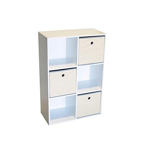 VidaNaticle VidaNaticle Large Storage Bins, Colonial 6-Cell Storage Cube, Stackable Storage Boxes, Storage Baskets for Organizing, Shelves, Bedroom, Home, Office (36\"x24\"x12\", White, 6 Cell)