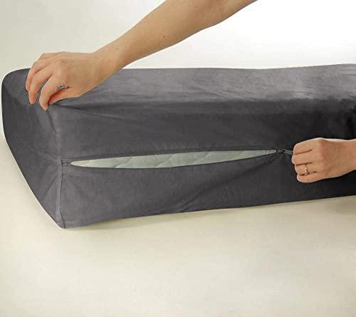 QualityBeddingHub QualityBeddingHub Dark Gray Zipper Fitted Sheet Twin XL Size 14 Inches Pocket 39 x 80 Inches 1000 Thread Count Egyptian Cotton Fitted Sheets for Twin XL Size Bed with Zipper