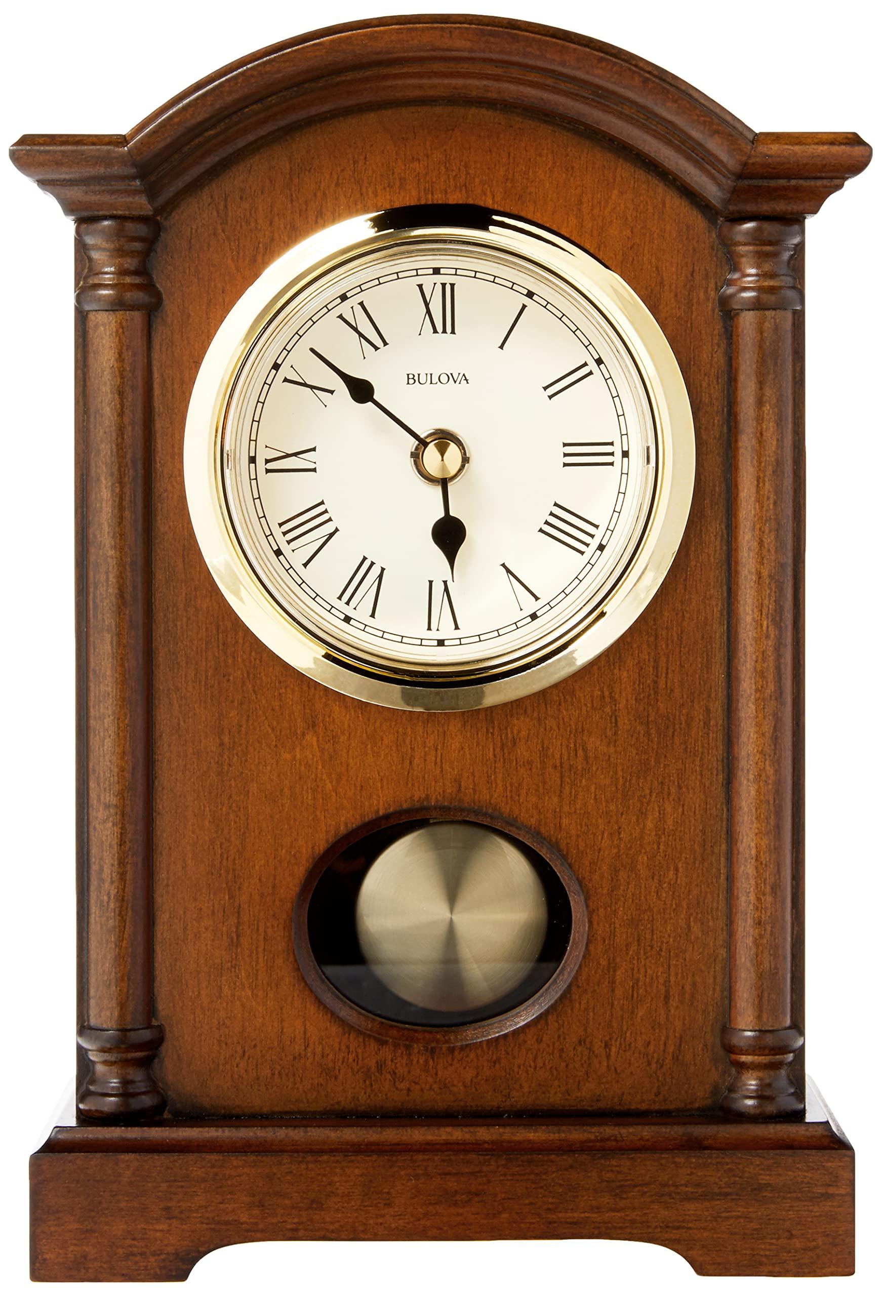 Bulova Bulova Dalton Chiming Pendulum Table Clock - Walnut Finish - Gold-Tone Accents