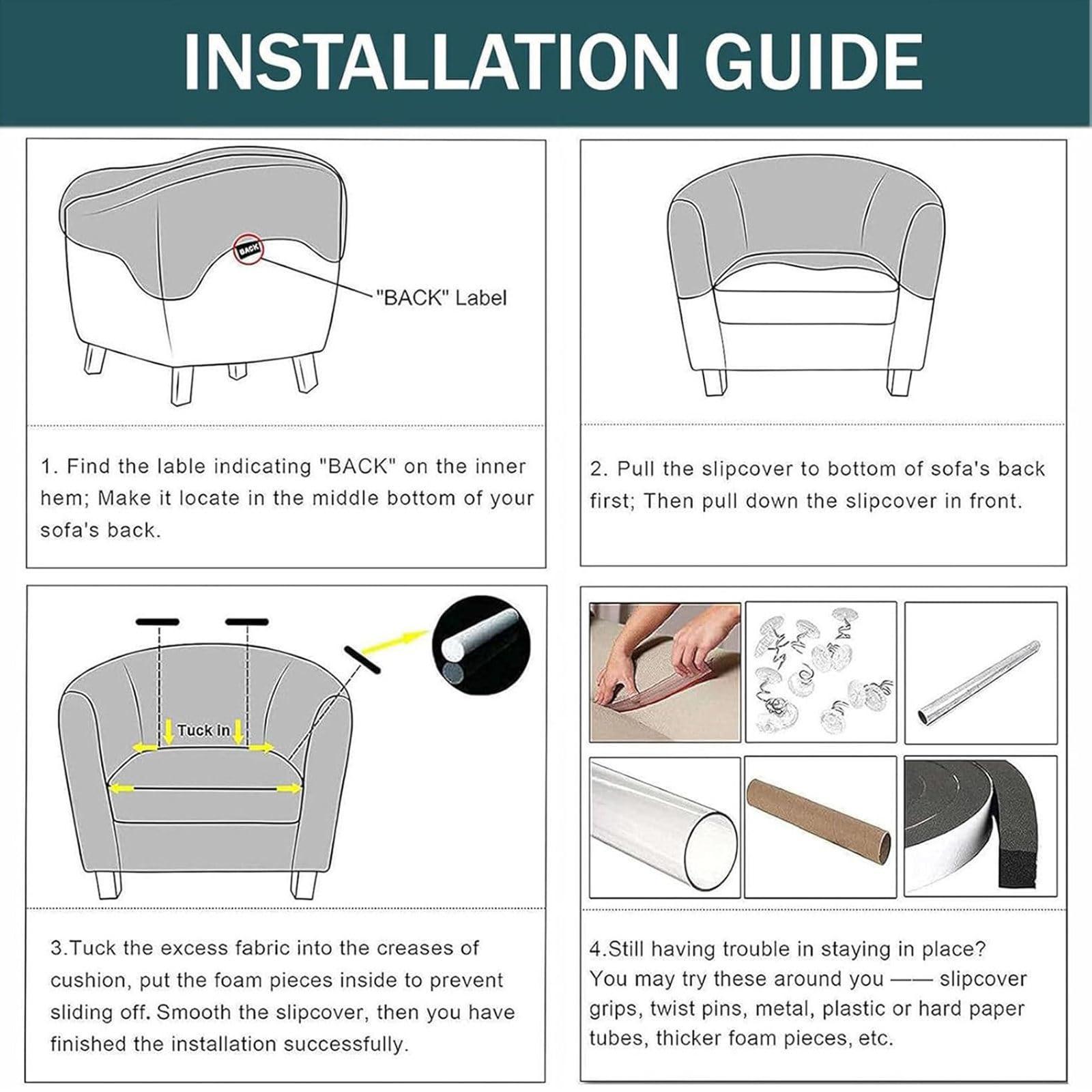 CLGTY CLGTY Club Chair Slipcover, Stretch Spandex Barrel Chair Cover Round Tub Chair Covers Non Slip Armchair Covers with Elastic Bottom for Living Room Bar Counter-Dark Green-1 Piece