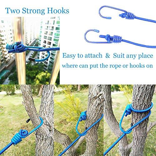 Starly Life Adjustable Elastic Clothesline with Clips and Positioning Balls Portable Retractable Windproof Laundry Hanging Rope Anti-Skid Washing Line with Drawstring Bag (Dark Blue)