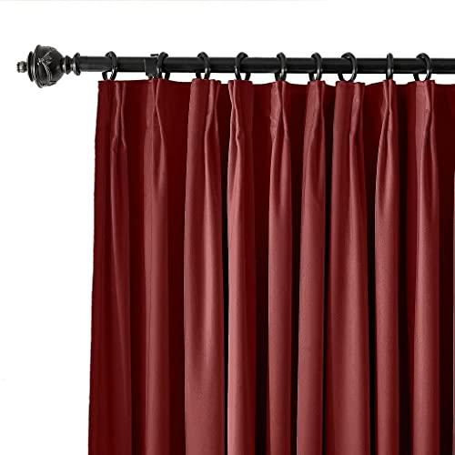 LITTLE BIRD Double Pinch Pleated Curtains with Hooks for Living Room Bedroom Bunglow,Hall , Apartment Window Curtain Measurement Burgundy Red, (Wide 58 Inch by 96 Inch Long-1 Panel)