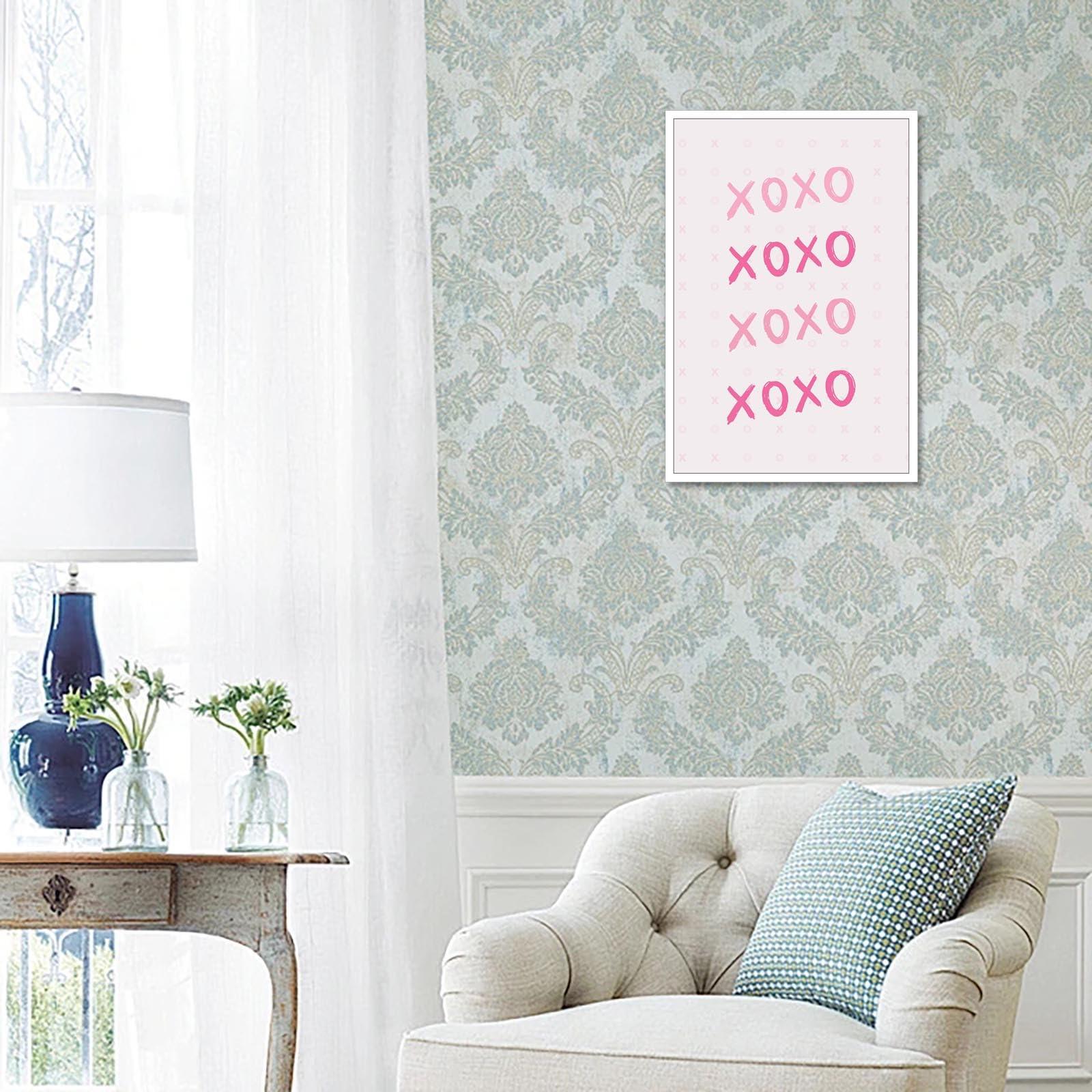 HomeLoft Basics Pink Xo Wall Art Preppy Grily Poster Minimalist Cute Girl Room Wall Decor Watercolor Aesthetic Xo Prints Painting For Home Bathroom Bedroom Living Room Apartment 12x16in Unframed