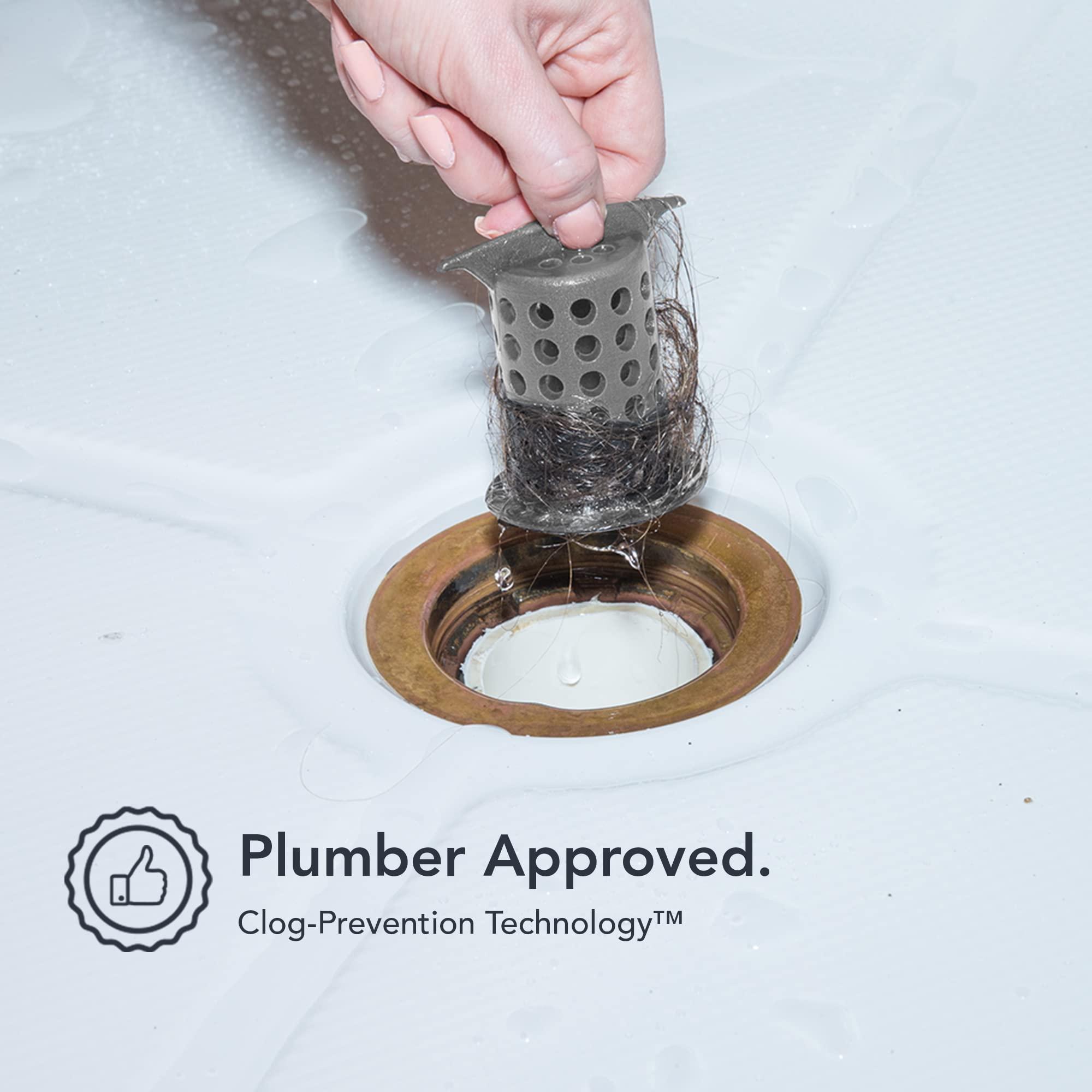 ShowerShroom ShowerShroom the Revolutionary 2\" Stand-Up Shower Stall Drain Protector Hair Catcher/Strainer, Gray , 1 Count ( Pack of 1)