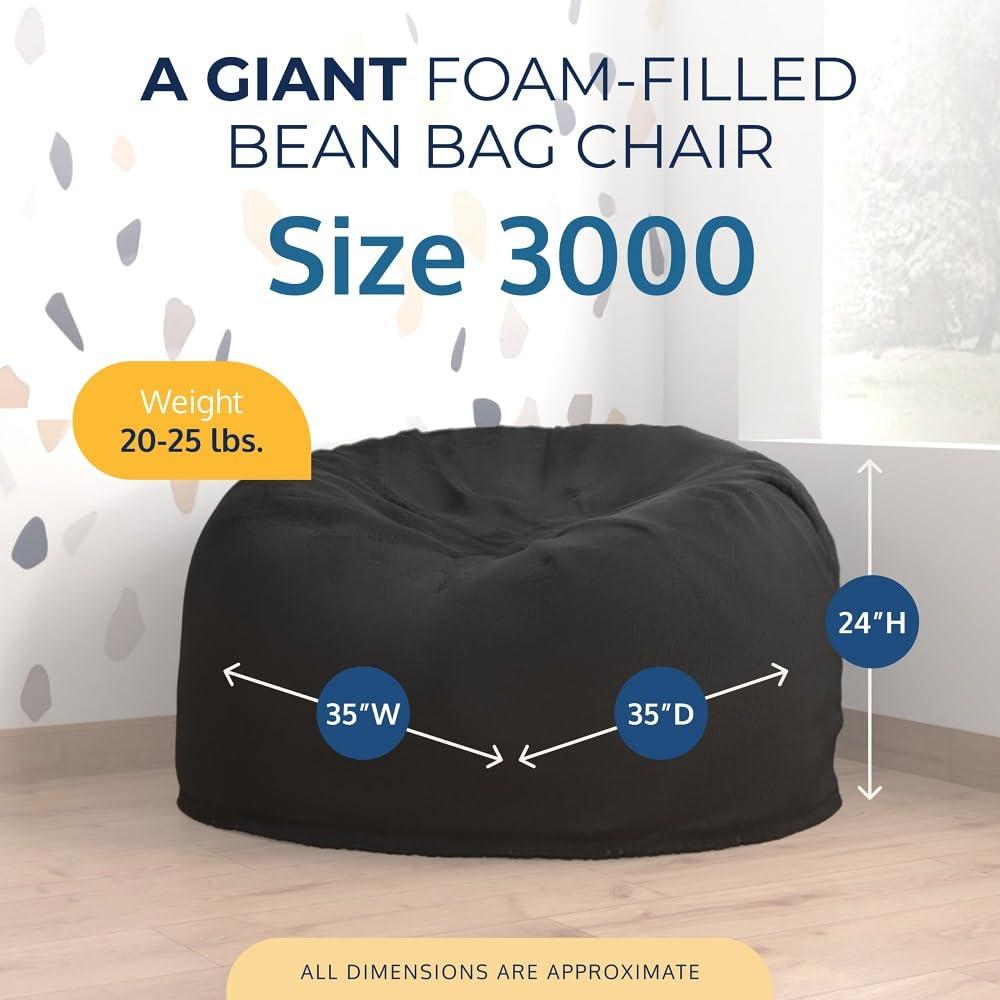 ULTIMATE SACK ULTIMATE SACK 3ft Bean Bag Chair, Oversize Bean Bag Chair for Adults, Comfy Chair Bean Bag Couch Lounge Sofa Loveseat Furniture | Charcoal Fur