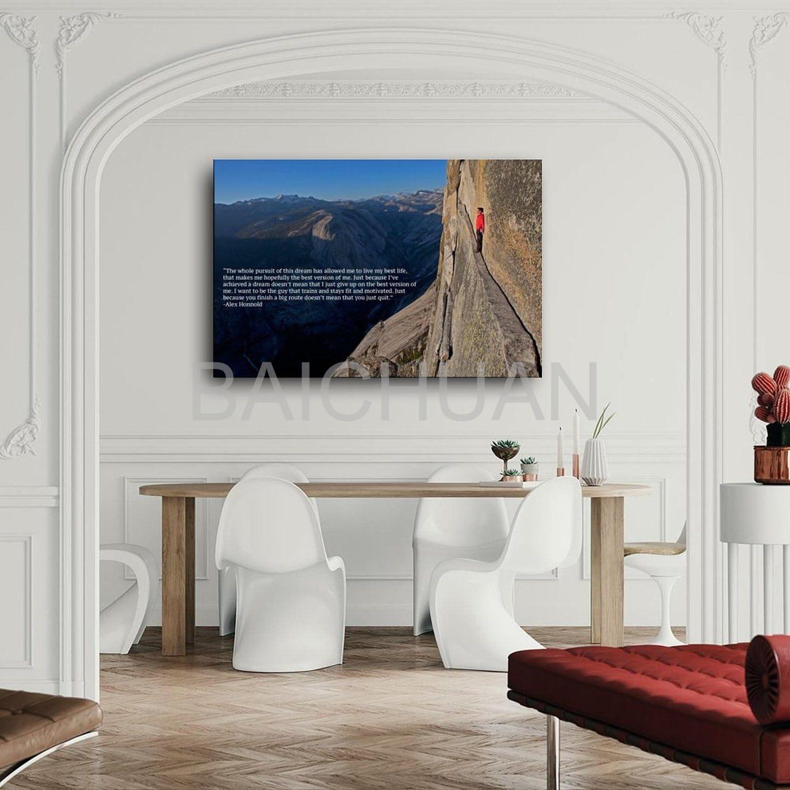 TRHBNNI TRHBNNI Alex Honnold Motivational Quote Poster Canvas Painting Posters And Prints Wall Art for Living Room Bedroom Decor 30x20inch(75x50cm)