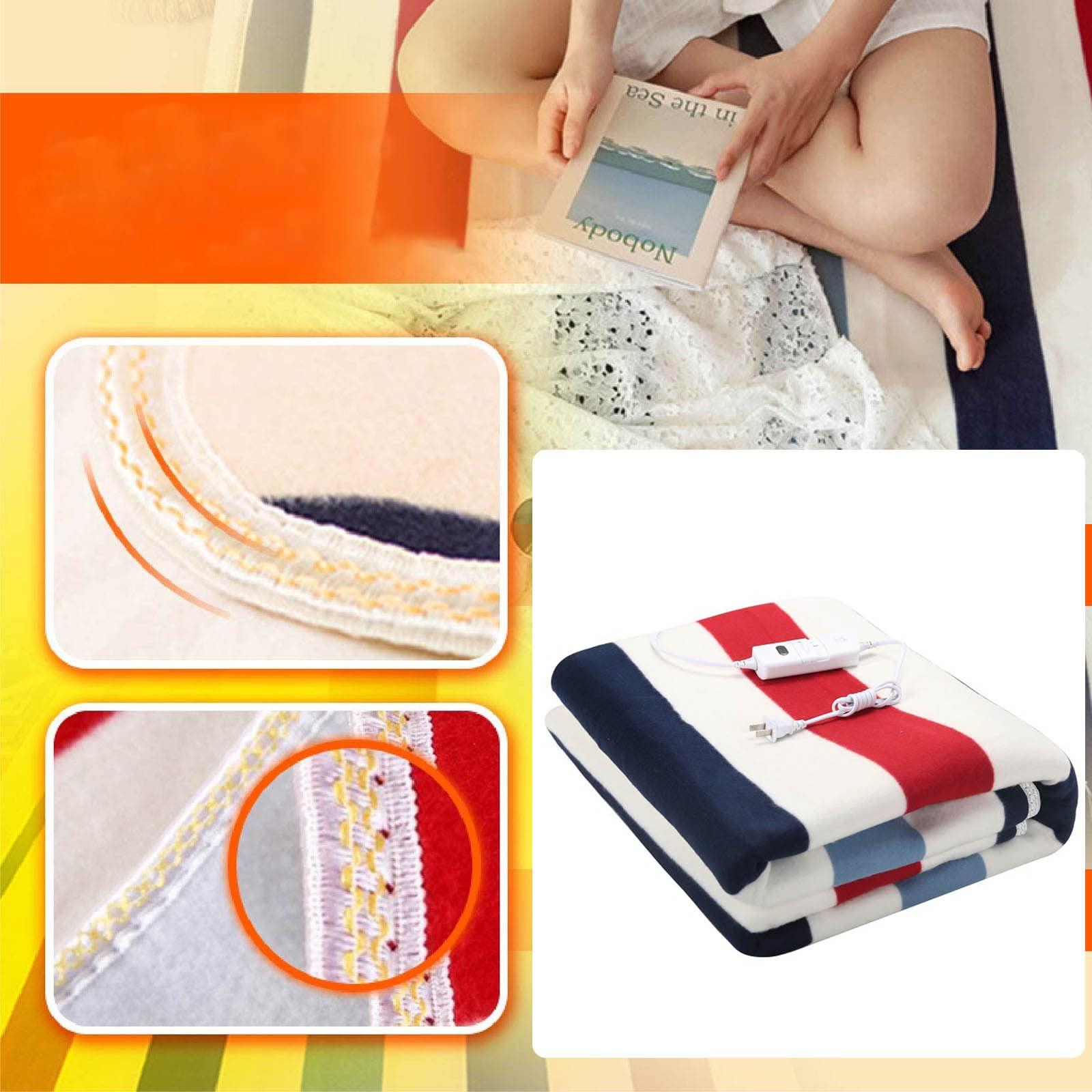 MHADBKH Electric Bed Warmer Heated Mattress Pad Stripe Pattern Electric Winter Mattress Thermostat Pad Easy Use