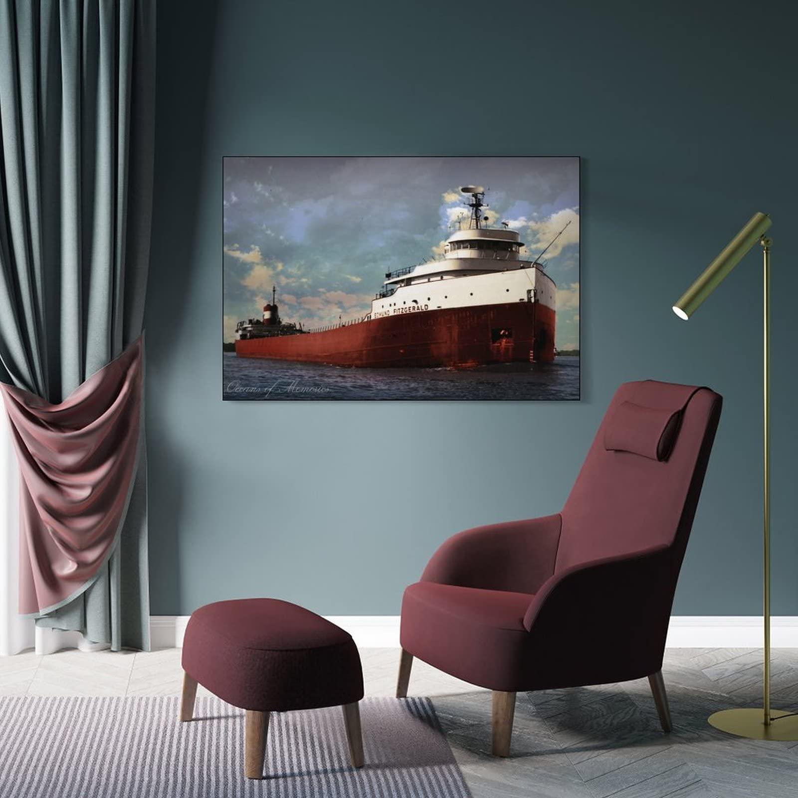 generic Edmund Fitzgerald Ship Painting Poster (4) Wall Art Paintings Canvas Wall Decor Home Decor Living Room Decor Aesthetic Prints 20x30inch(50x75cm) Frame-style