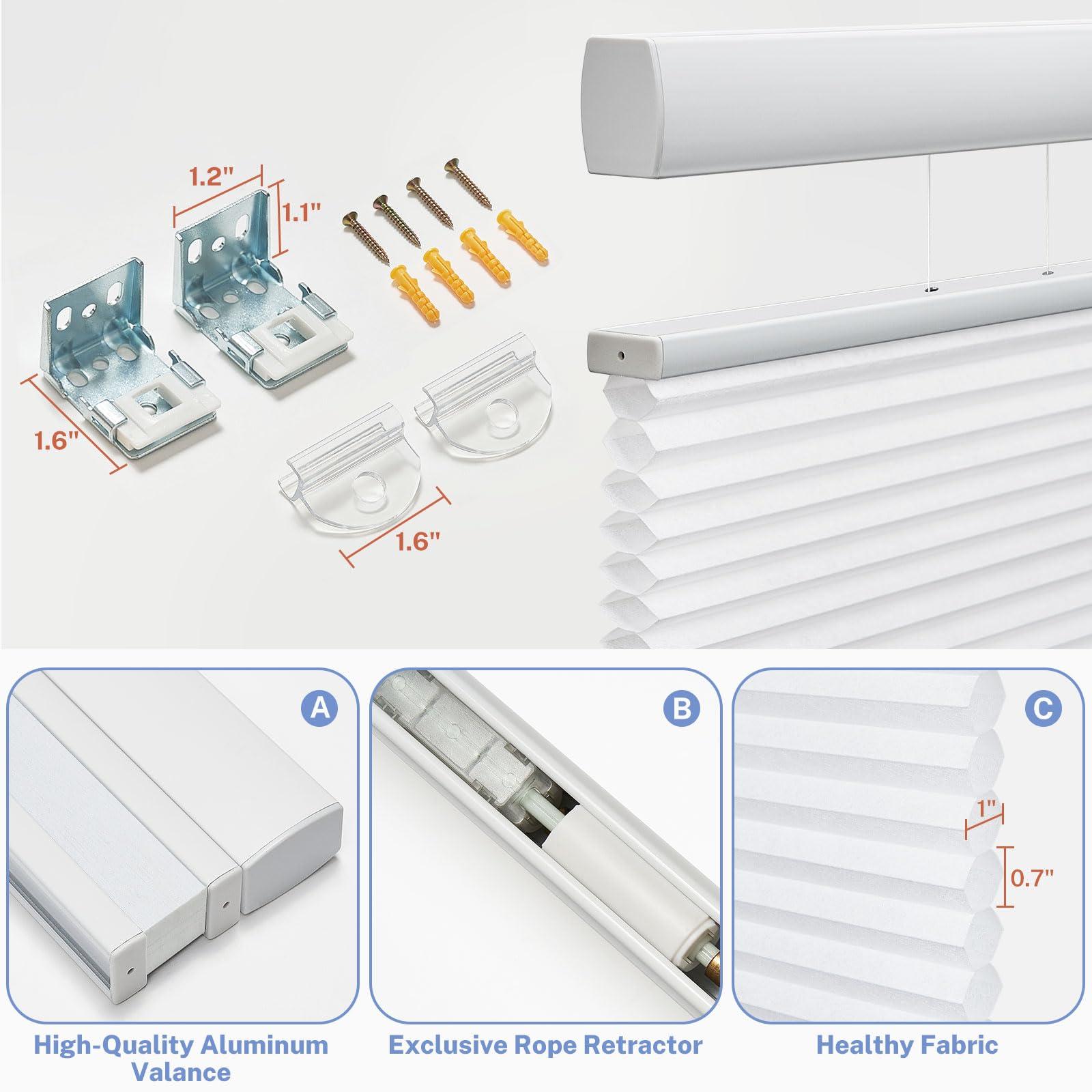 UrMoon UrMoon Top Down Bottom Up Cellular Shade Cordless Cellular Shade for Windows Blinds Thermal Insulated Honeycomb Blinds for Indoor Windows (Light Filtering - Gray, 32" W x 48" H)
