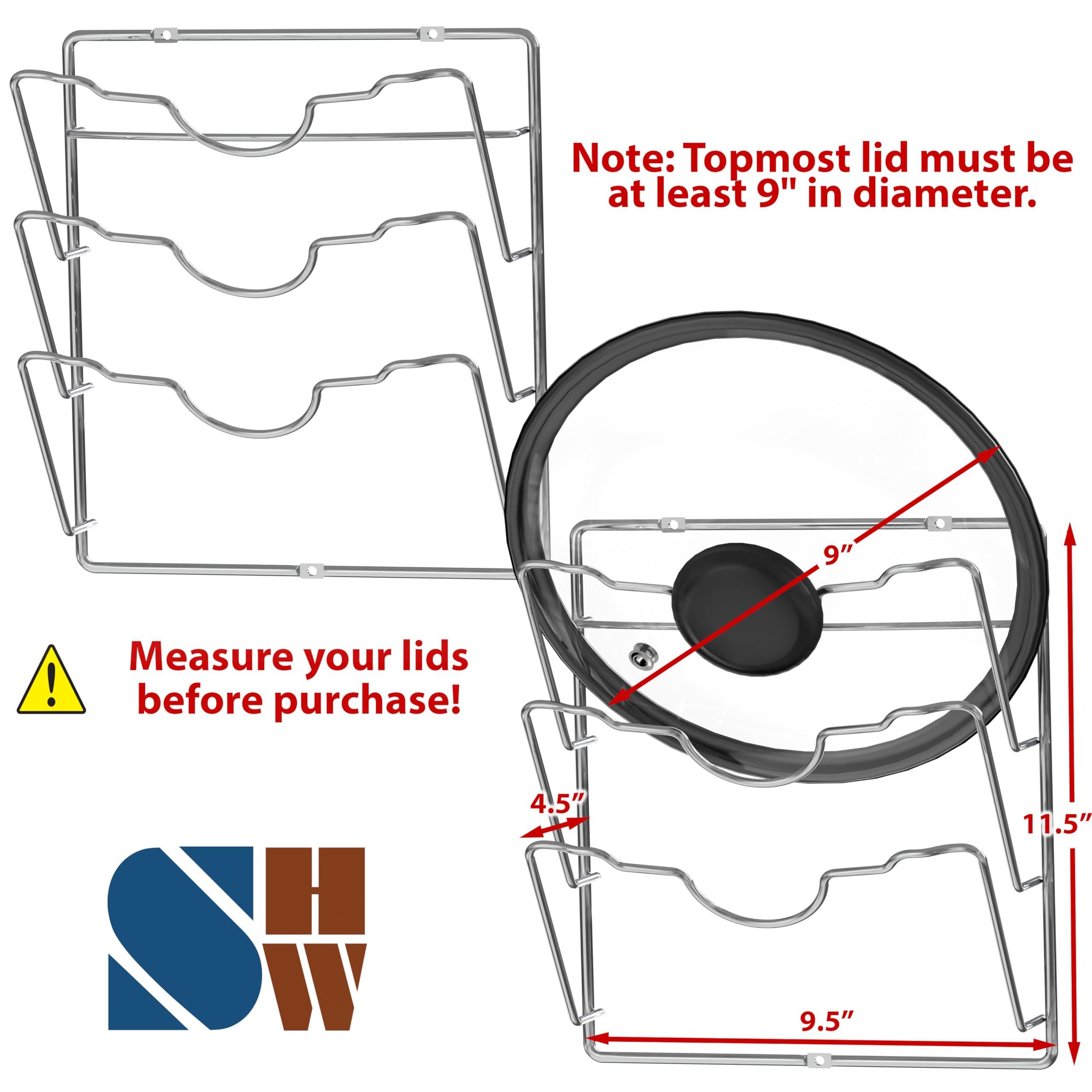 Simple Houseware Simple Houseware Cabinet Door/Wall Mount Pot Lid Organizer Rack, 2 Pack (9.5\" W x 4.5\" D x 11.5H each), Chrome