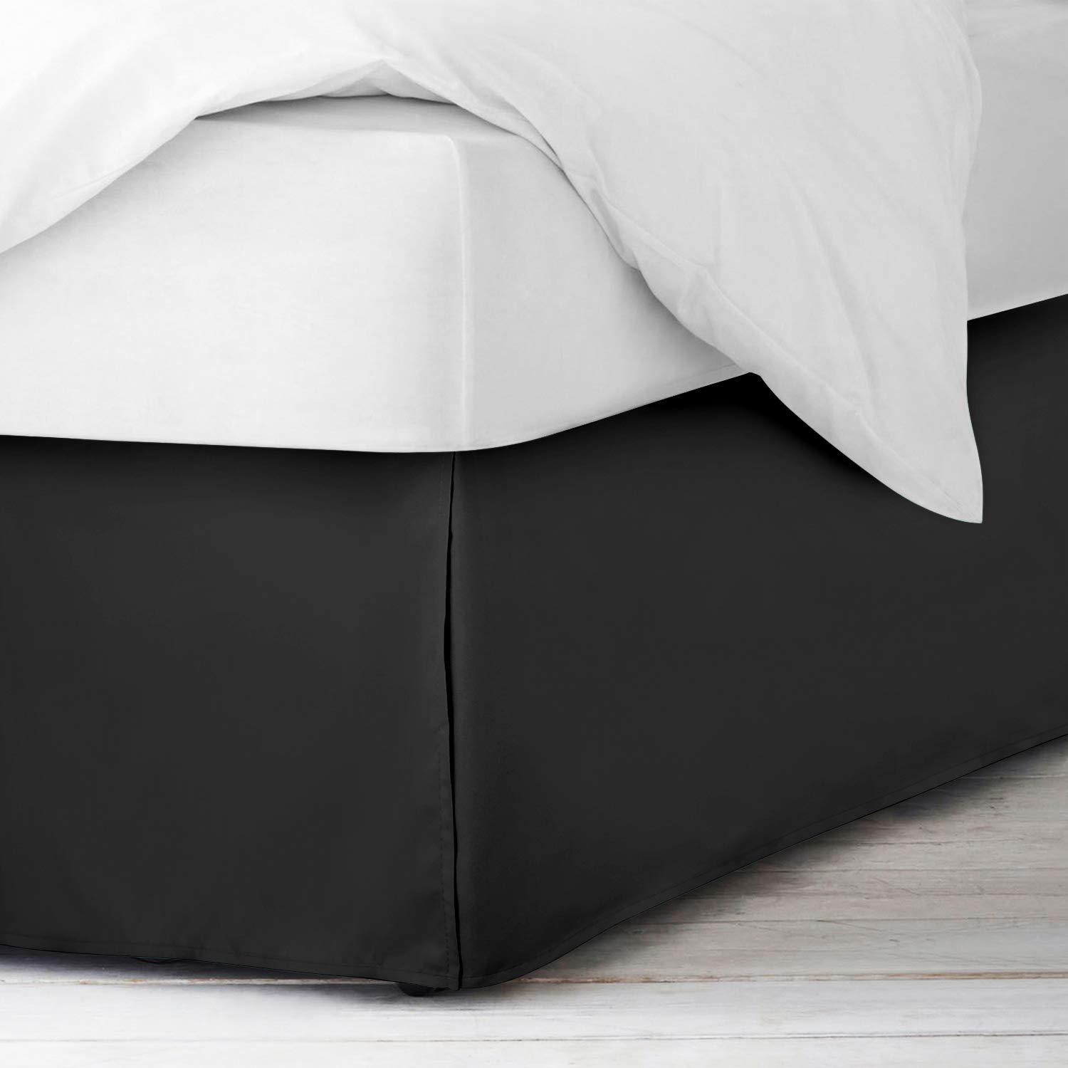 Sajida Cotton Bedding Egyptian Cotton Box Pleated Bed Skirt Twin XL Size with 14 Inches Drop Length 39 x 80 Inches 1000 Thread Count Soft Bed Spring Cover Bed Skirt Easy Fit Winkle & Fade Resistant - Black