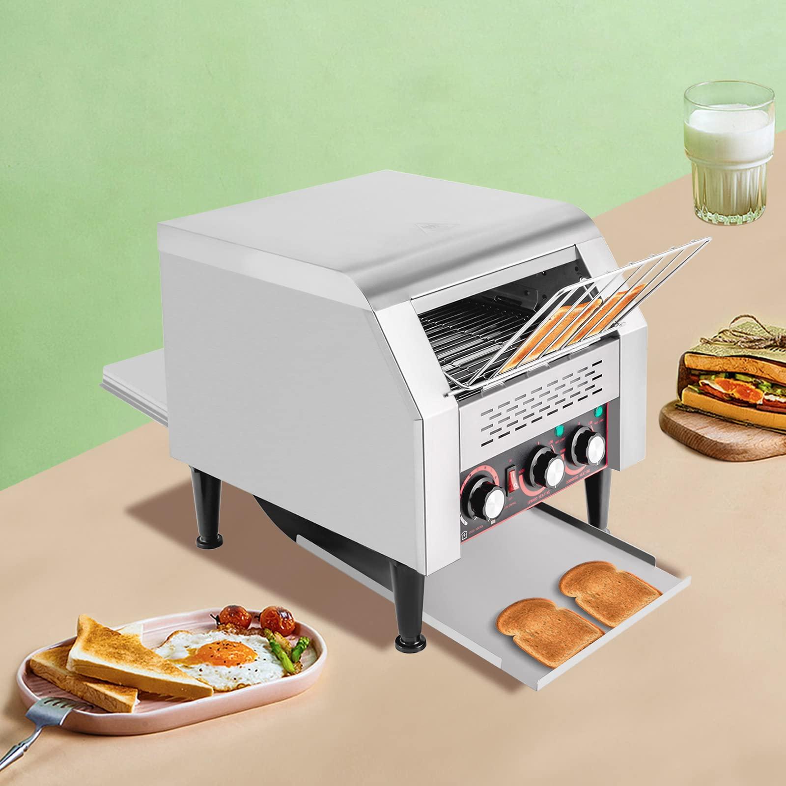 SHIOUCY 300 Slices/Hour Commercial Conveyor Toaster, 2200W Stainless Steel Heavy Duty Industrial Toasters, Countertop Electric Restaurant Equipment for Home Restaurants Bakery Use