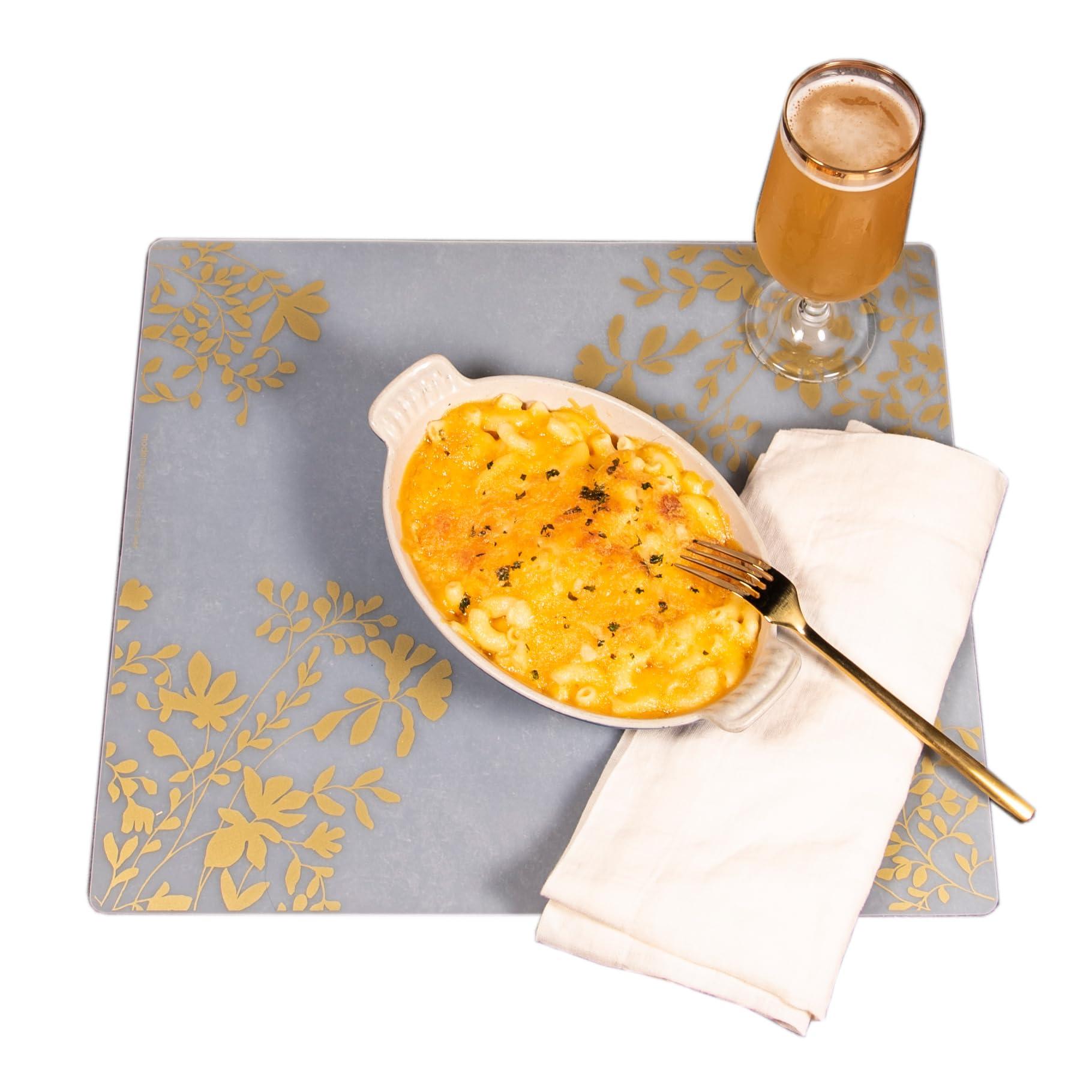 MODERN-TWIST modern-twist Placemat 100% Food-Grade Silicone, Waterproof and Reusable, Jardin Gold