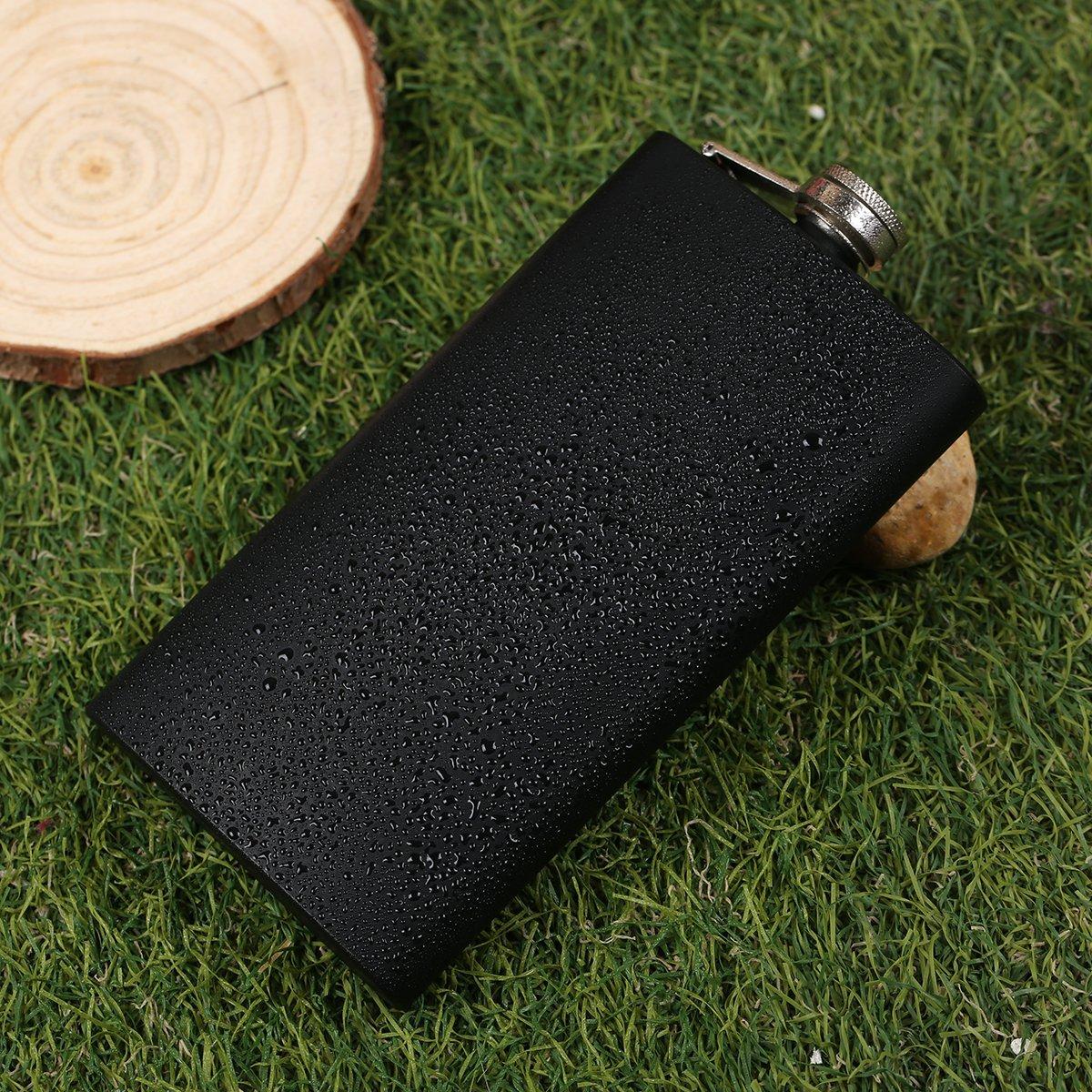 TOX TANEAXON TOX TANEAXON 12 oz Matte Black Pocket Liquor Whiskey Hip Flask with Funnel and Box - Stainless Steel and Leak Proof