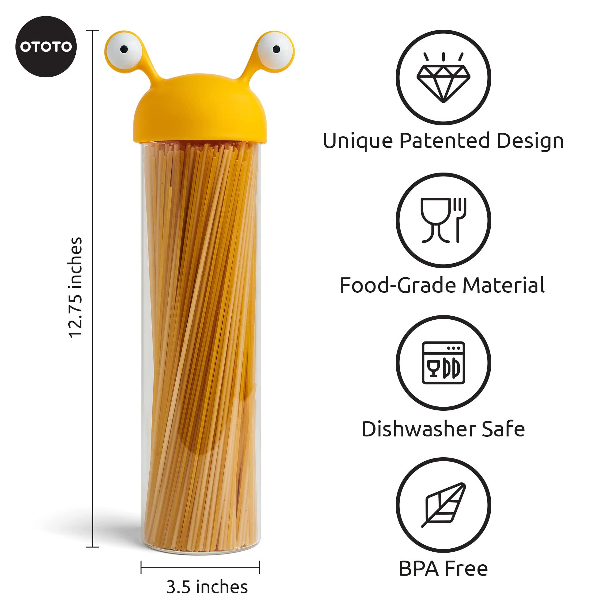OTOTO OTOTO Noodle Monster Spaghetti Container Storage for Pantry - BPA-free Glass, Airtight, Food Grade & Dishwasher Safe - Pasta Holder - 5x3.5x12.75 in