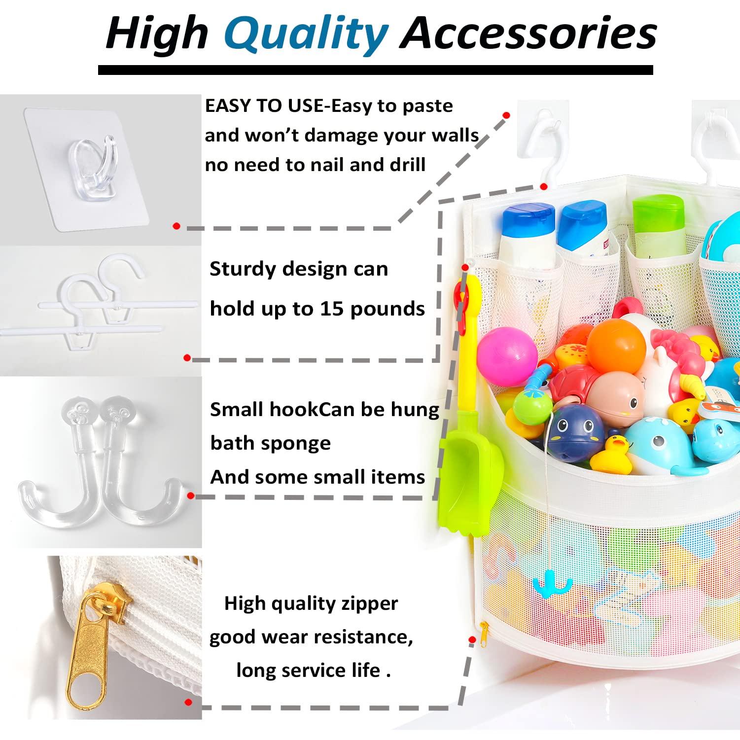 Ligereza Ligereza Baby Bathtub Toy Storage 17" x 13" Bathtub Toy Holder Mesh Let Baby Bathtub Toys To Dry Faster, Bath tub Toy Organizer For 1-3 Year Old Toddler Bathtub Toys