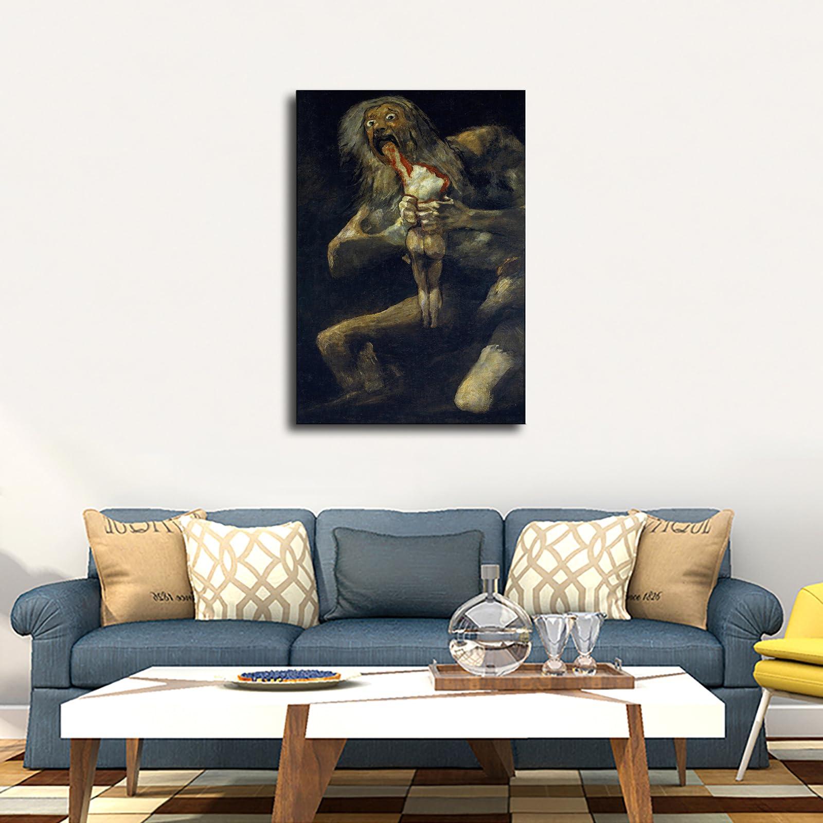 Zsqzsq Zsqzsq Francisco De Goya Poster - Saturn Devouring His Son Canvas Art Print - Modern Artwork Abstract Painting Cool Wall Decor for Bedroom Living Room Office (8 * 12,unframed)