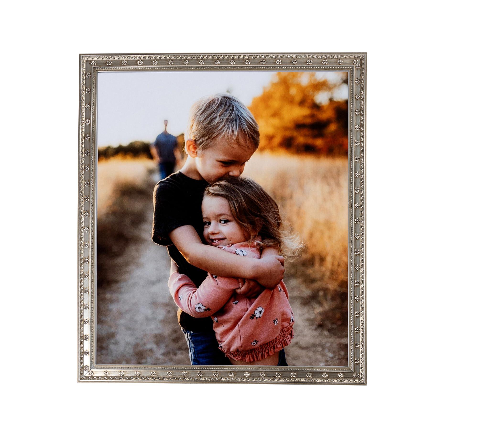 ArtToFrames ArtToFrames 18x26 Inch Multi Picture Frame, This 0.75 Inch Custom Poster Frame is Silver - Comes with Economy Acrylic and Corrugated Backing (2WOMD9330-18x26)