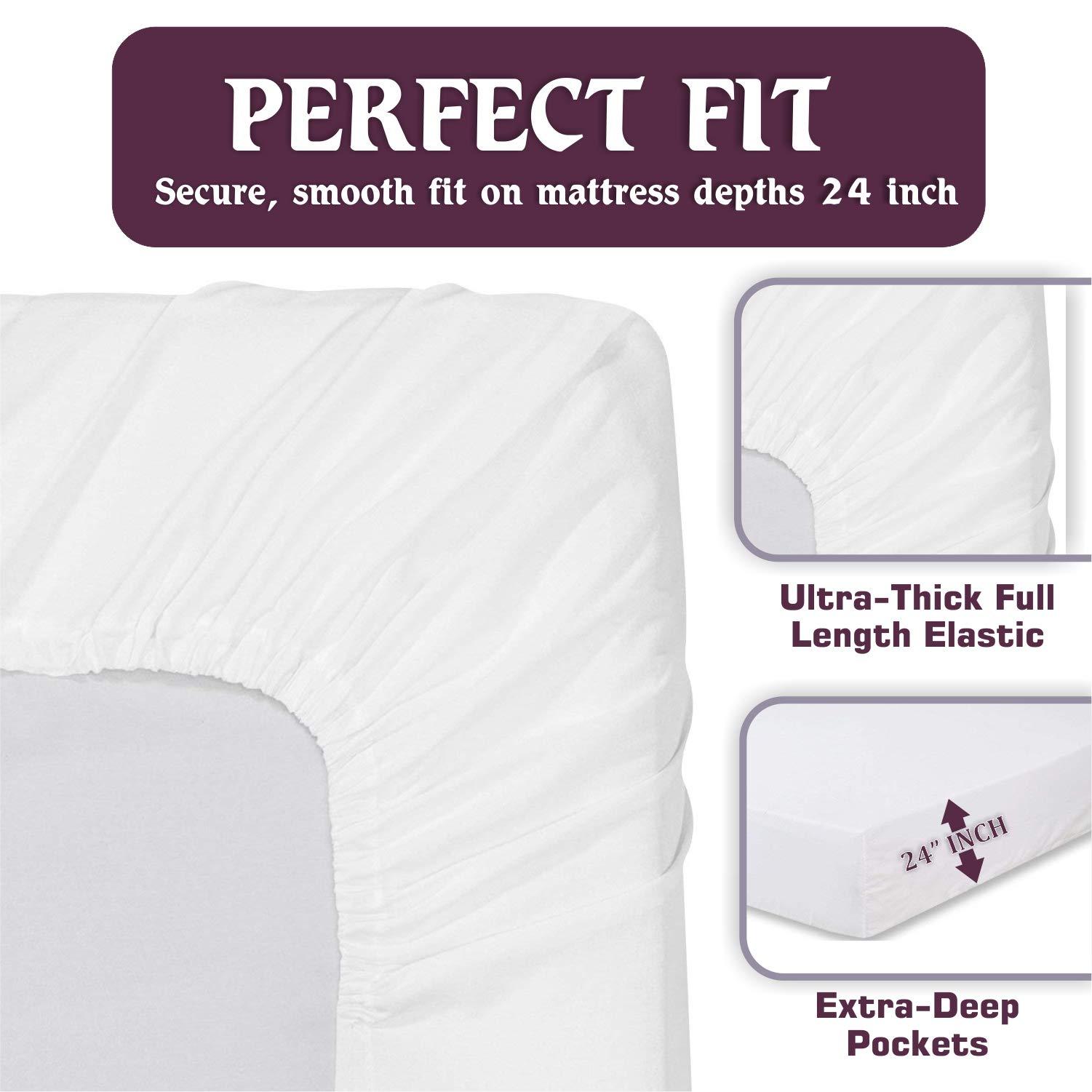 MYNEX Presents 4 PC Sheet Set 100% Egyptian Cotton 600 TC Premium Sheet Set, Soft & Luxurious Long Staple Italian Finish Comfy Bedding Set Comes with 21\" Deep Pocket King White