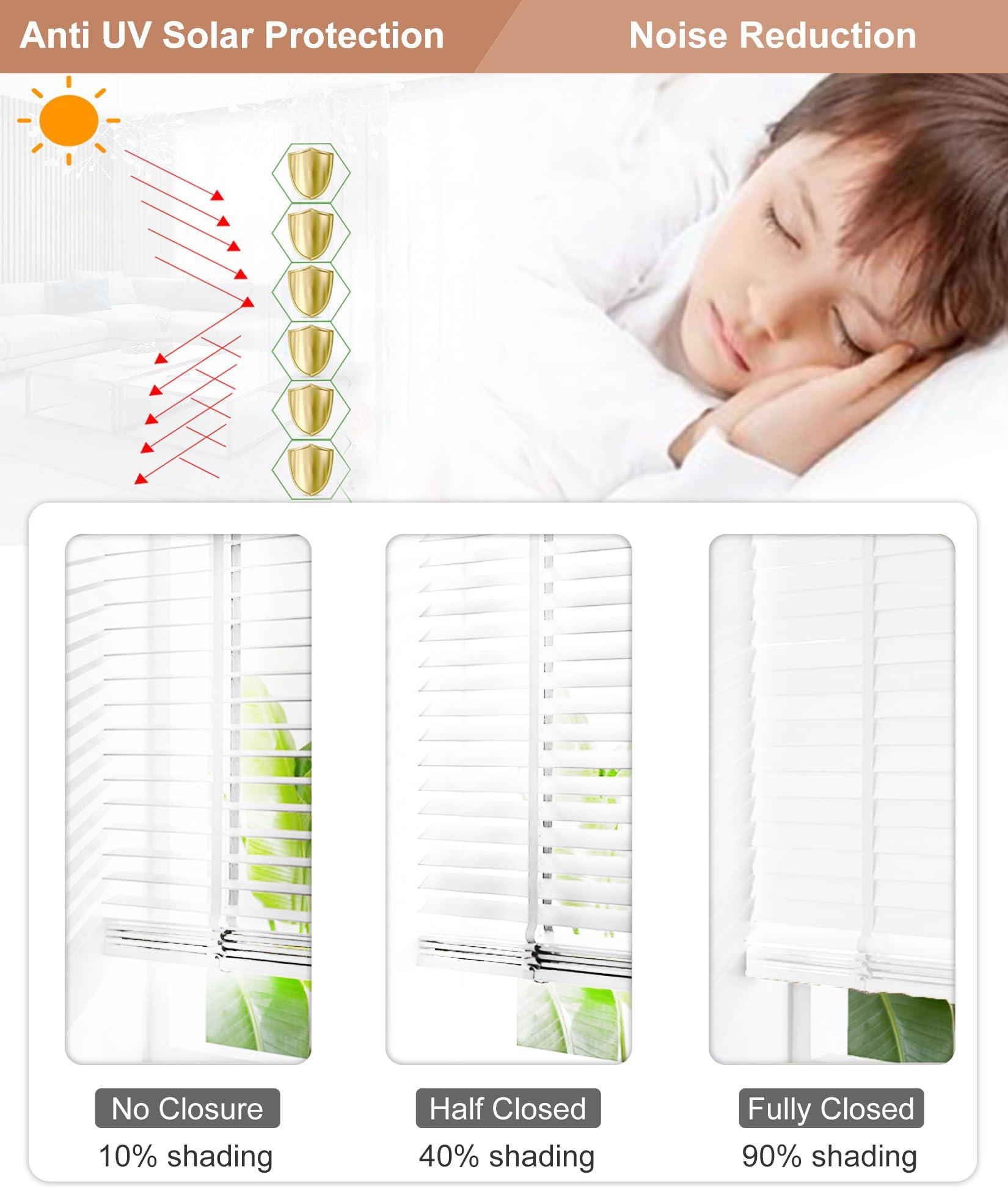 errzom Pull Down Wood Blinds for Interior Windows, Light Filtering Plantation Shutters for Windows Inside, Blackout Wooden Blinds for Windows Inside Mount, 2 Inch Custom Blinds,White,72'' W x 73'' H