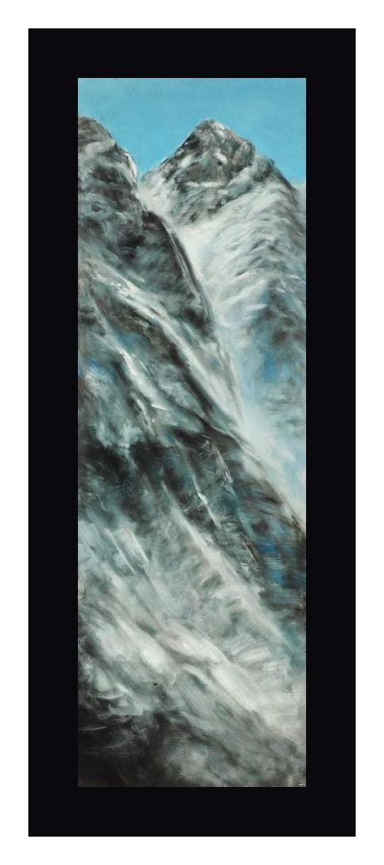 Canvas Art USA Mountains of Lhotse Wall on the Nepal Side by Atelier B Art Studio - 14\" x 36\" Framed Canvas Art Print - Black Frame - Ready to Hang