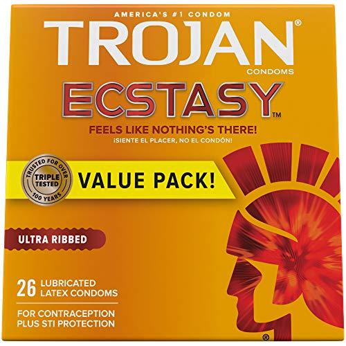 TROJAN Trojan Ultra Ribbed Ecstasy Lubricated Condoms - 26 Count