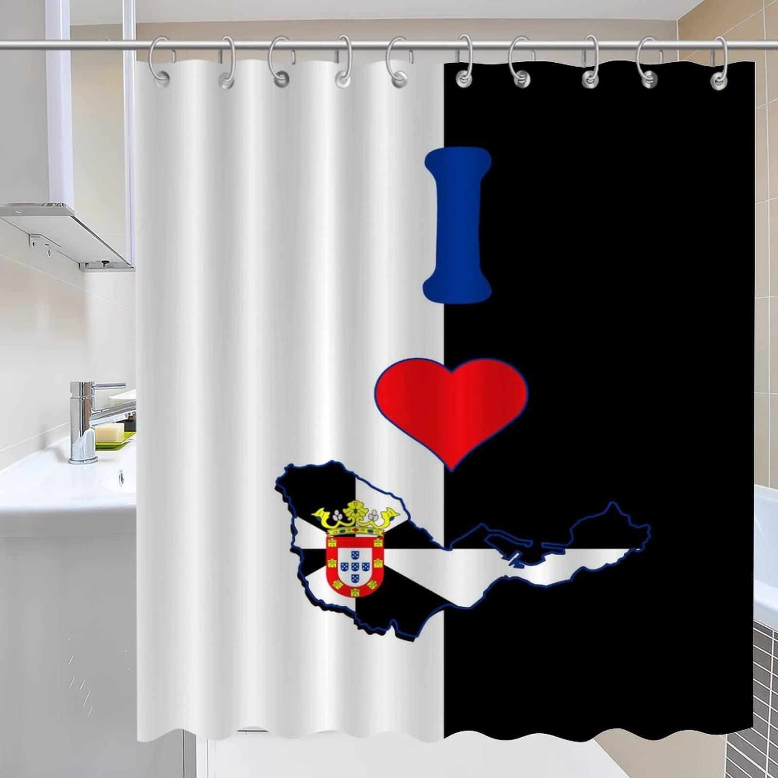 COVOME COVOME Shower Curtains I Love My Country Ceuta Bathroom Curtain World State Map Flag Country Shower Curtain Set with Hooks Bathroom Decor 72x84 Inch
