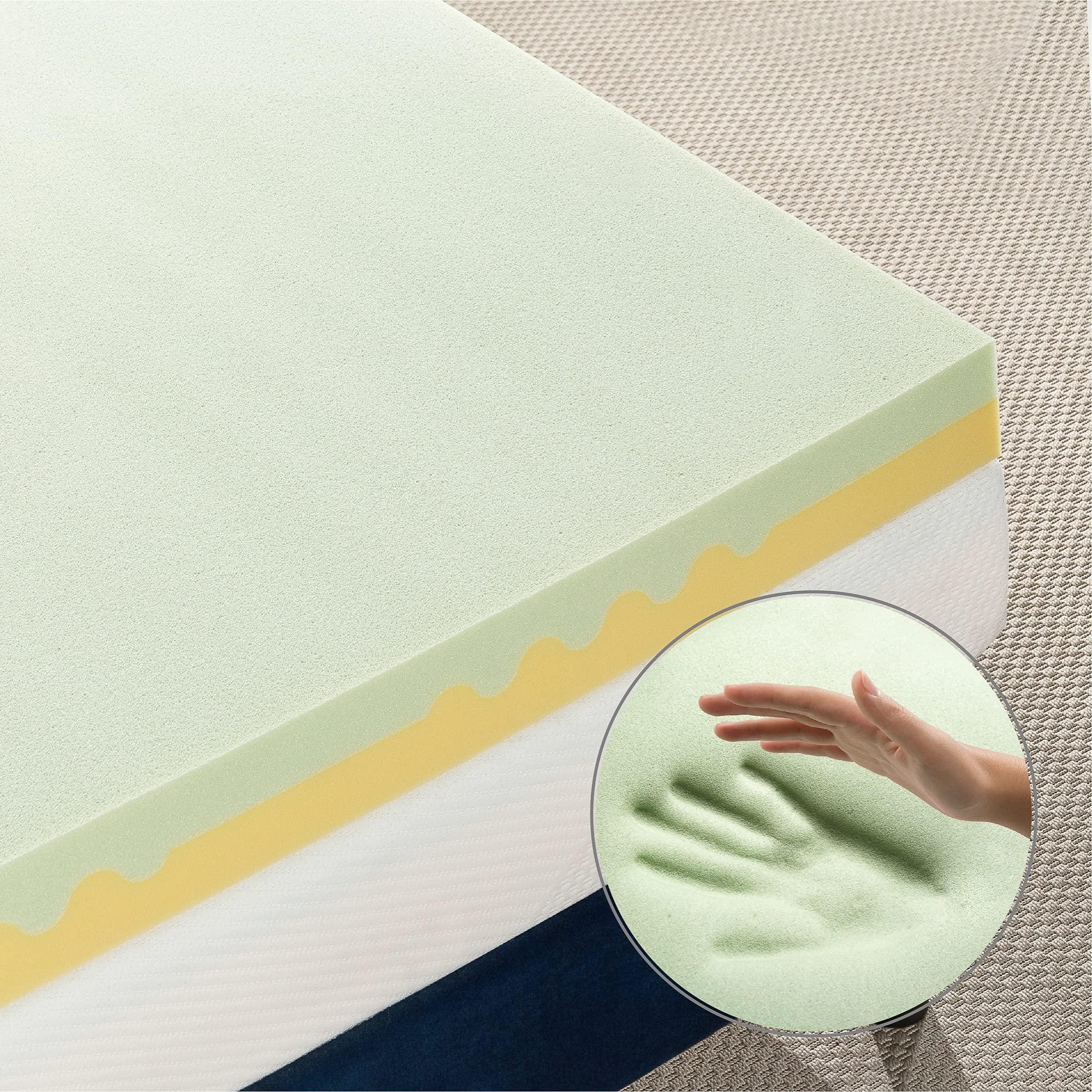 Zinus ZINUS 4 Inch Green Tea TorsoTec Memory Foam Mattress Topper, Pressure-Relieving, Lumbar Support, CertiPUR-US Certified, King
