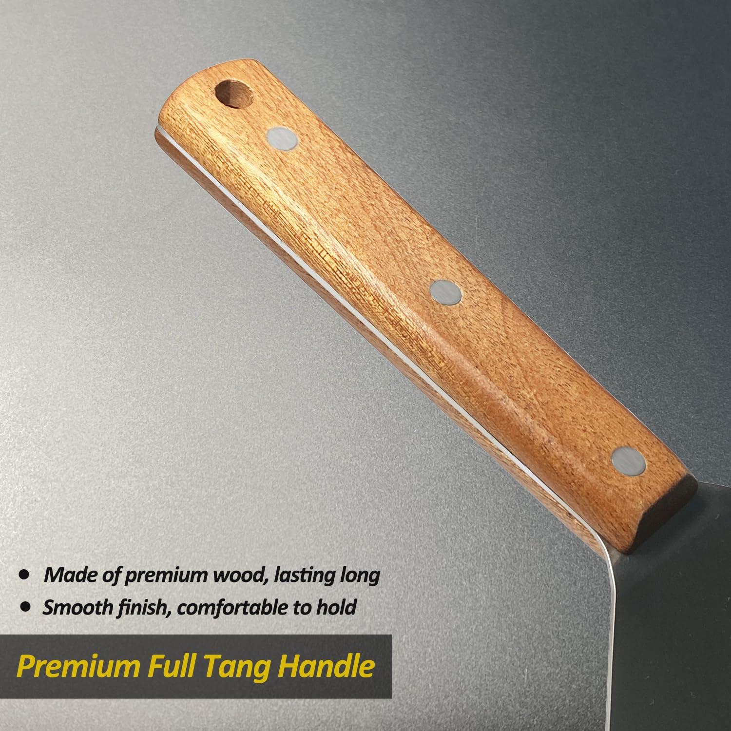 Vovoly Stainless Steel Spatula Set, Grill Spatula Set with Full Tang Handle & Beveled Edges, Long Wide Spatula for Cast Iron Griddle BBQ Flat Top Grill, Pancake Spatula, Smash Burgers Metal Spatula