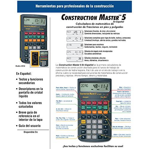 Calculated Industries Calculated Industries 4054 Construction Master 5 en Espanol Construction Feet-Inch-Fraction Calculator for Carpenters [Calculadora de construcción con pies, pulgadas y fracciones para carpinteros]